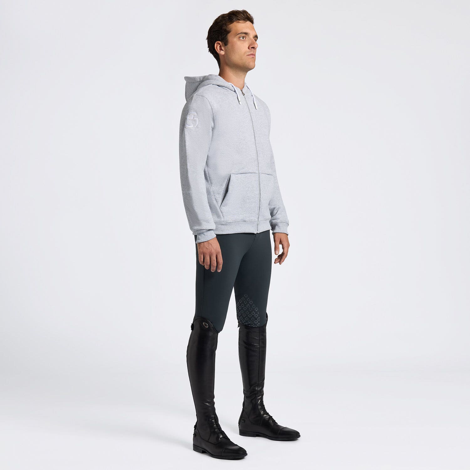 Cavalleria Toscana Cavalleria Toscana Men's Cotton Hooded Zip Sweatshirt for Men STONE GREY-1
