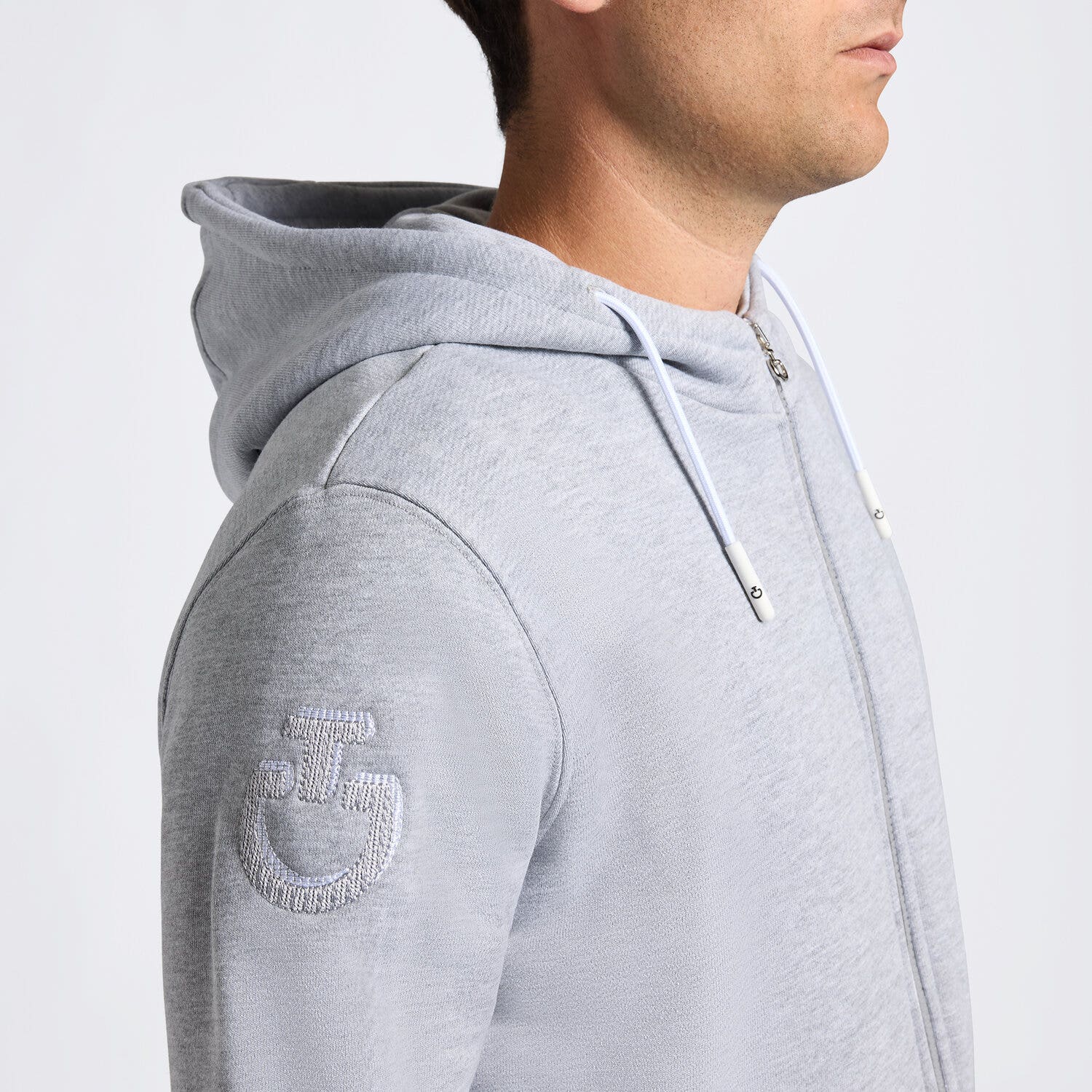 Cavalleria Toscana Cavalleria Toscana Men's Cotton Hooded Zip Sweatshirt for Men STONE GREY-4
