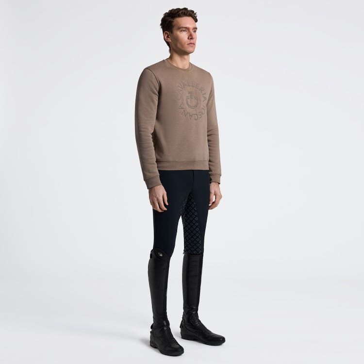 Cavalleria Toscana Men's Cotton Crew Neck Sweatshirt with Orbit Logo