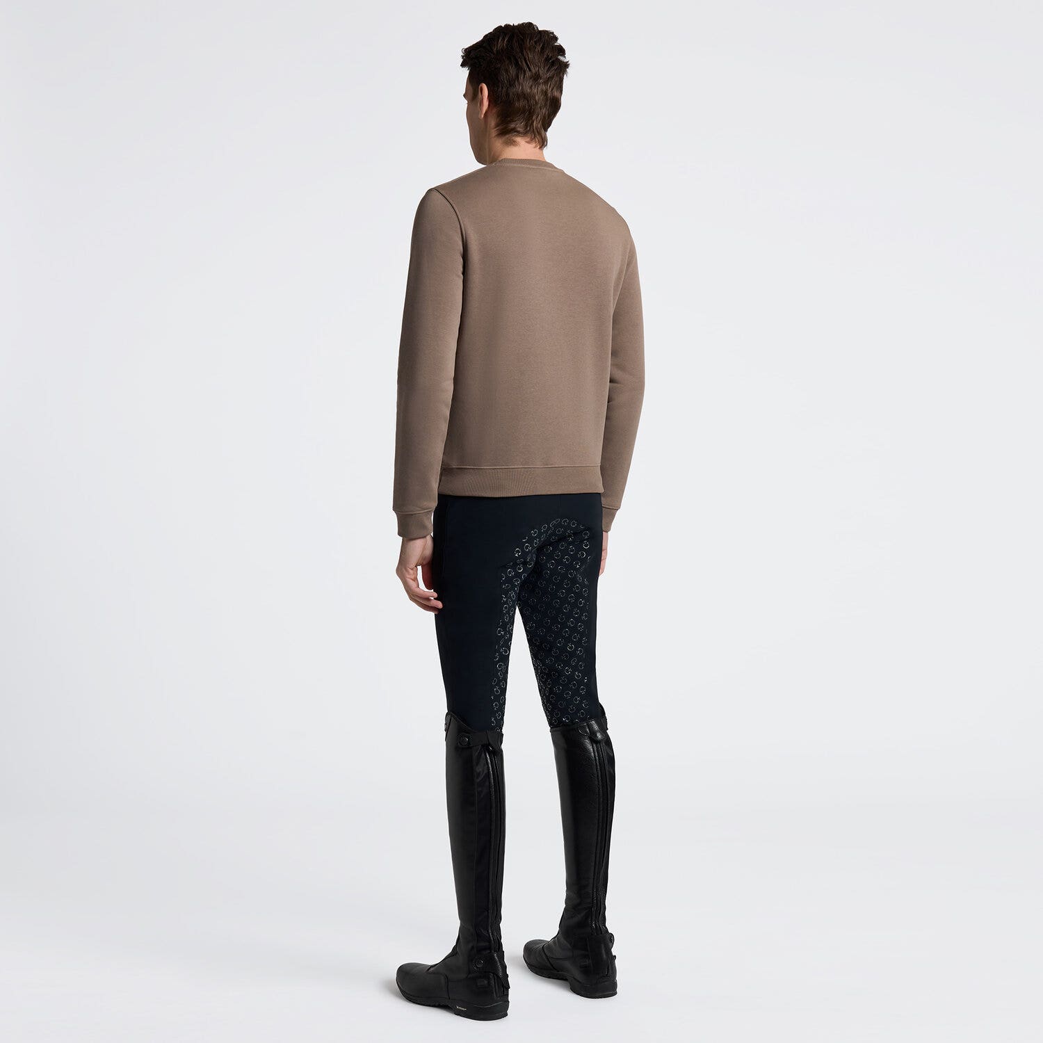 Cavalleria Toscana Cavalleria Toscana Men's Cotton Crew Neck Sweatshirt with Orbit Logo WALNUT-2