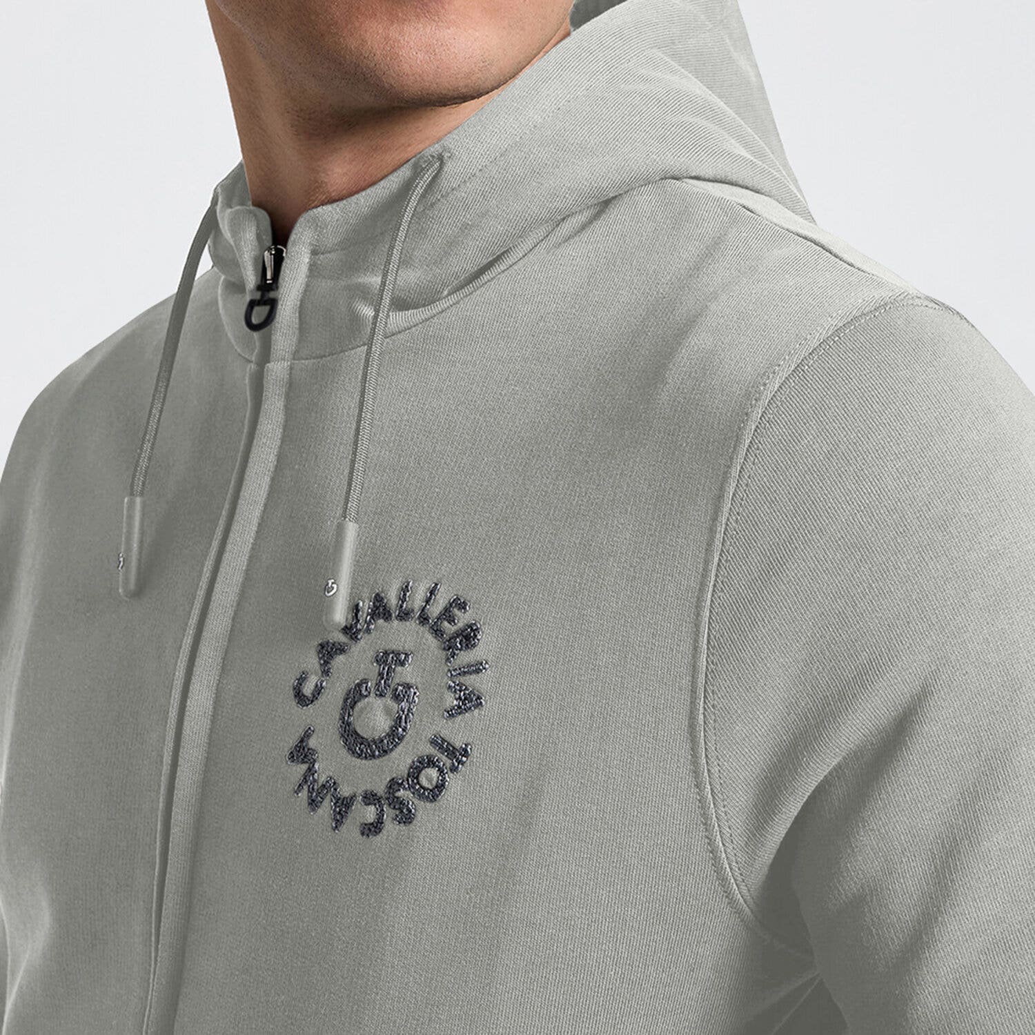 Cavalleria Toscana Men's Hoodie with Zip and Embroidered Logo | Cavalleria Toscana BELGIAN BLOCK-3