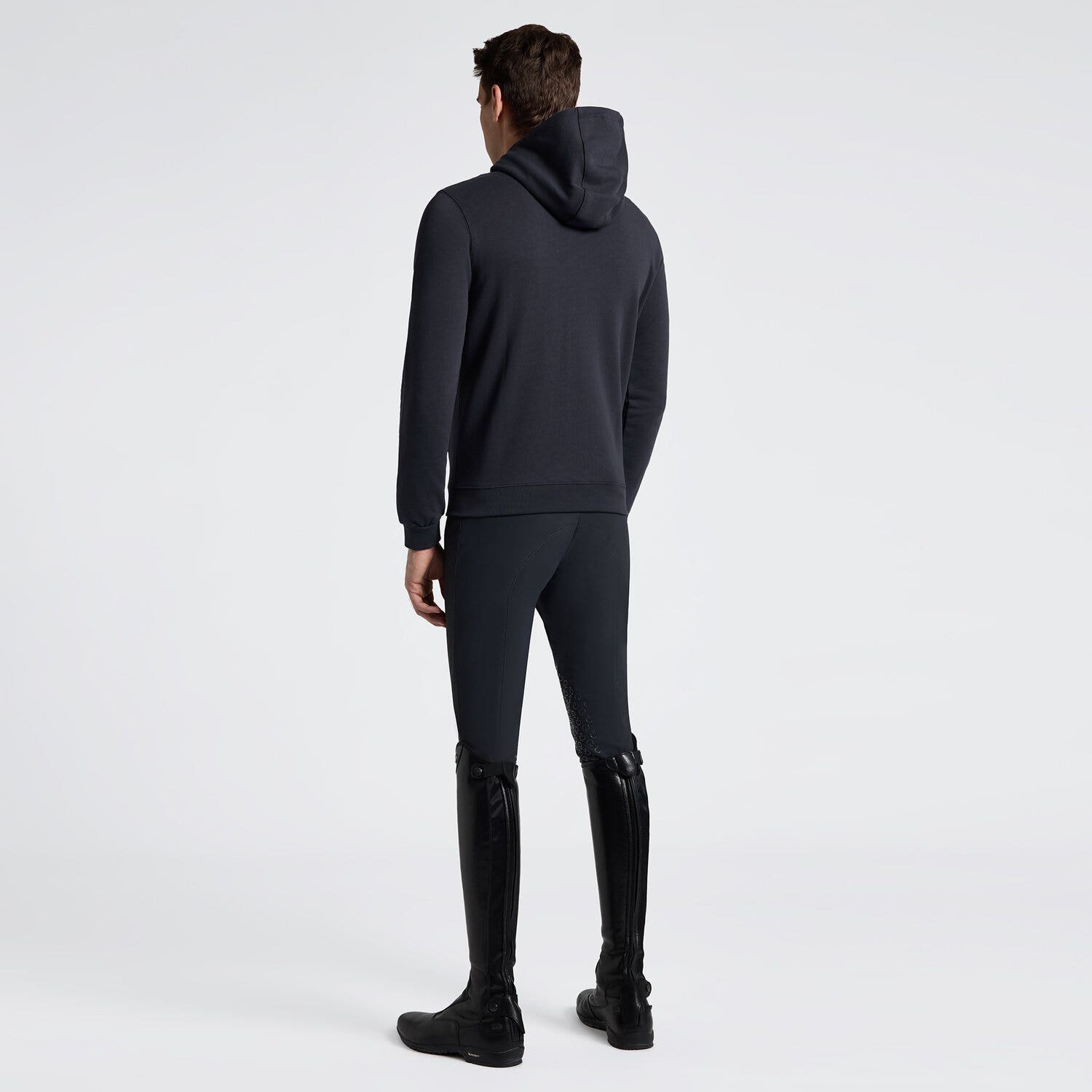 Cavalleria Toscana Men's Hoodie with Zip and Embroidered Logo | Cavalleria Toscana CHARCOAL-2