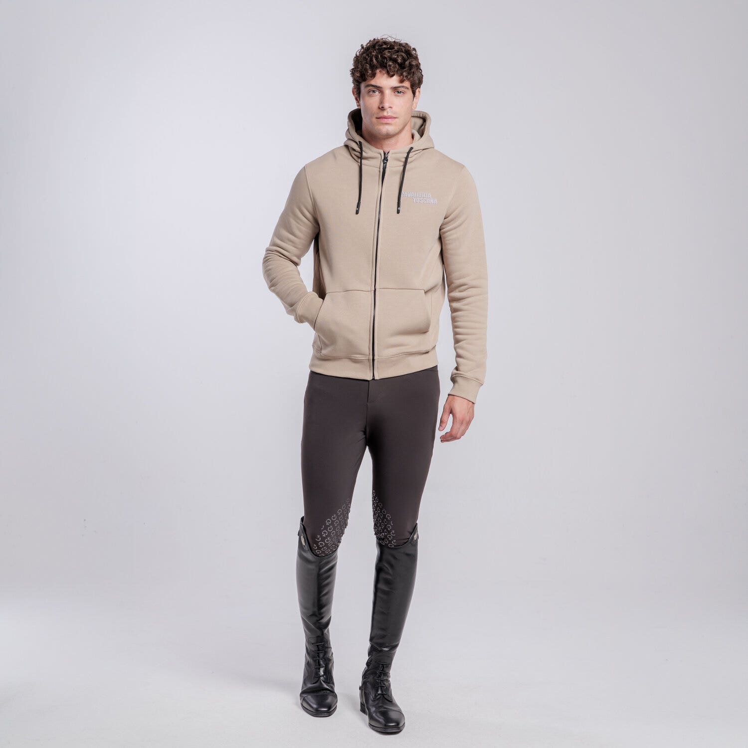 Cavalleria Toscana Men’s cotton hoodie ALUMINUM-1