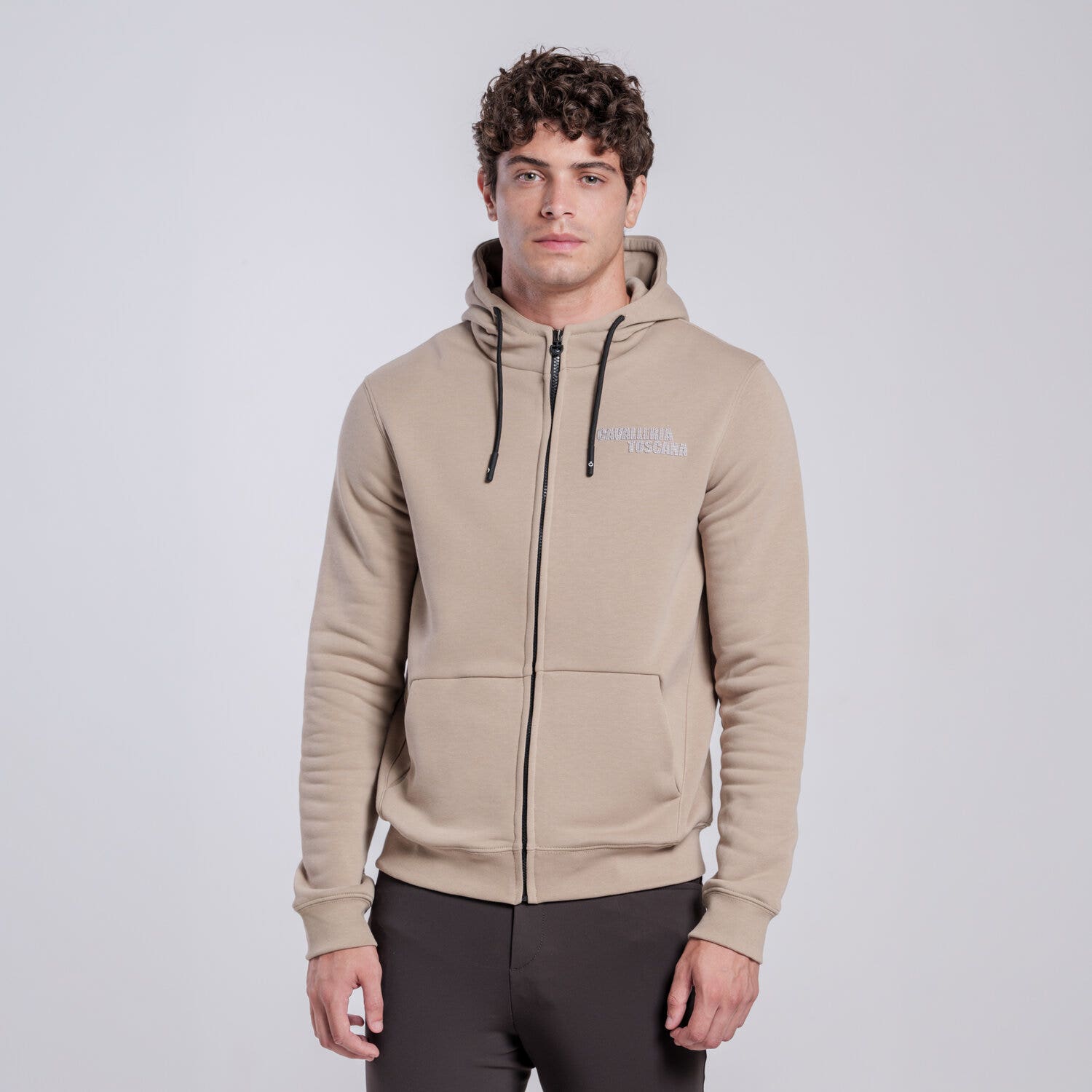 Cavalleria Toscana Men’s cotton hoodie ALUMINUM-2