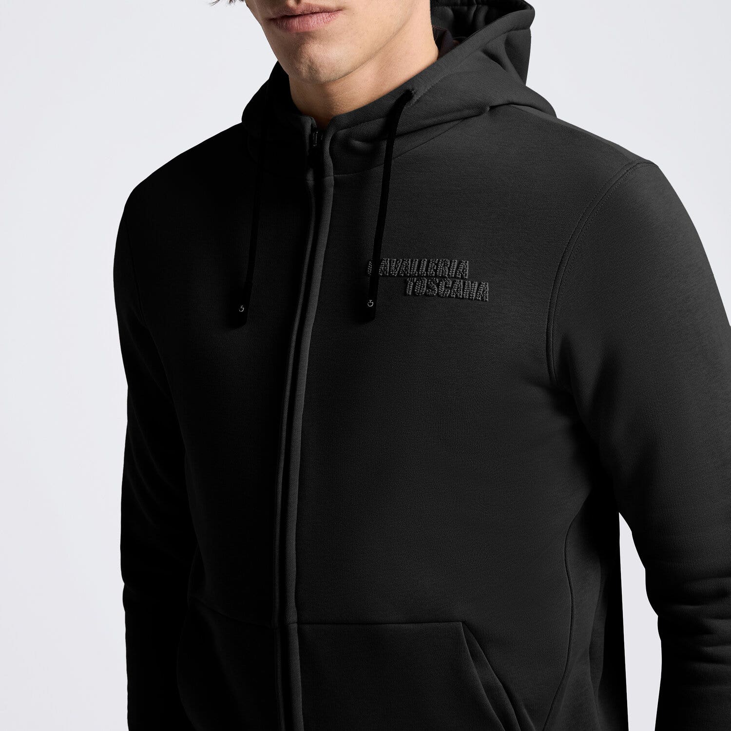 Cavalleria Toscana Men’s cotton hoodie BLACK-3
