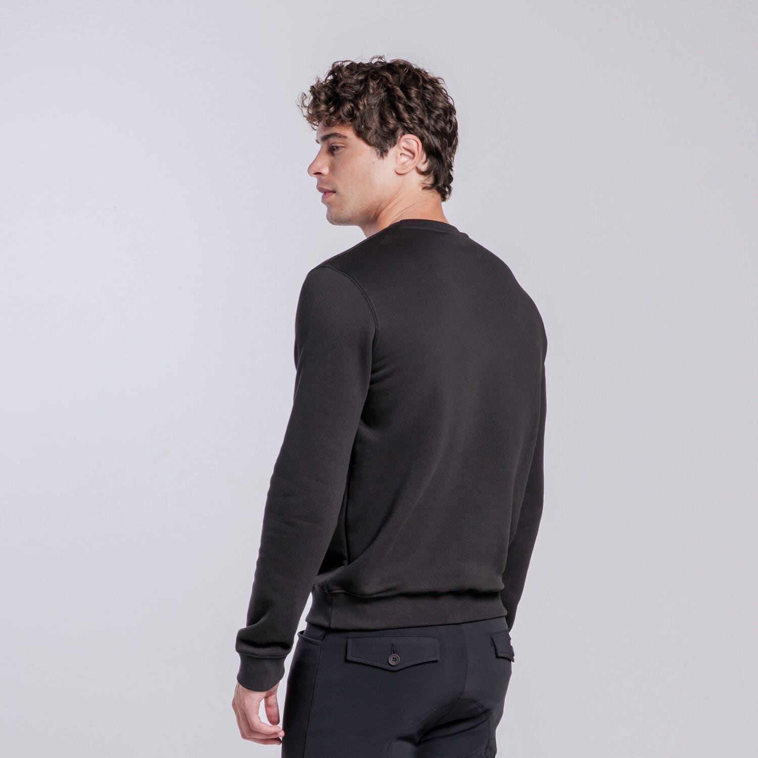 Cavalleria Toscana Men’s cotton crewneck sweatshirt BLACK-3