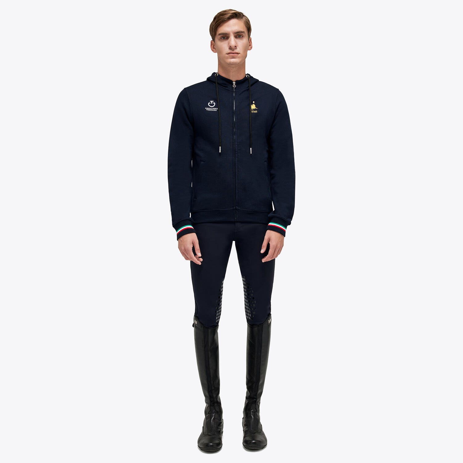 Cavalleria Toscana Felpa FISE da uomo con cappuccio NAVY-1