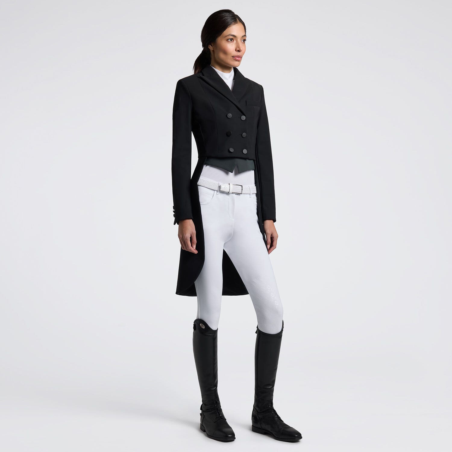 Cavalleria Toscana Women's tailcoat with covered buttons BLACK-1
