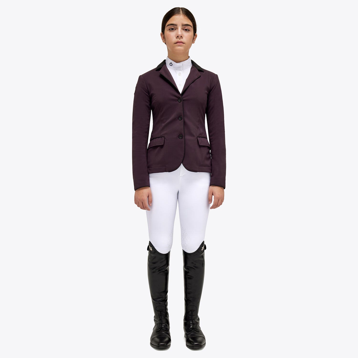 Cavalleria Toscana Girl's competition riding jacket. DARK PURPLE-1