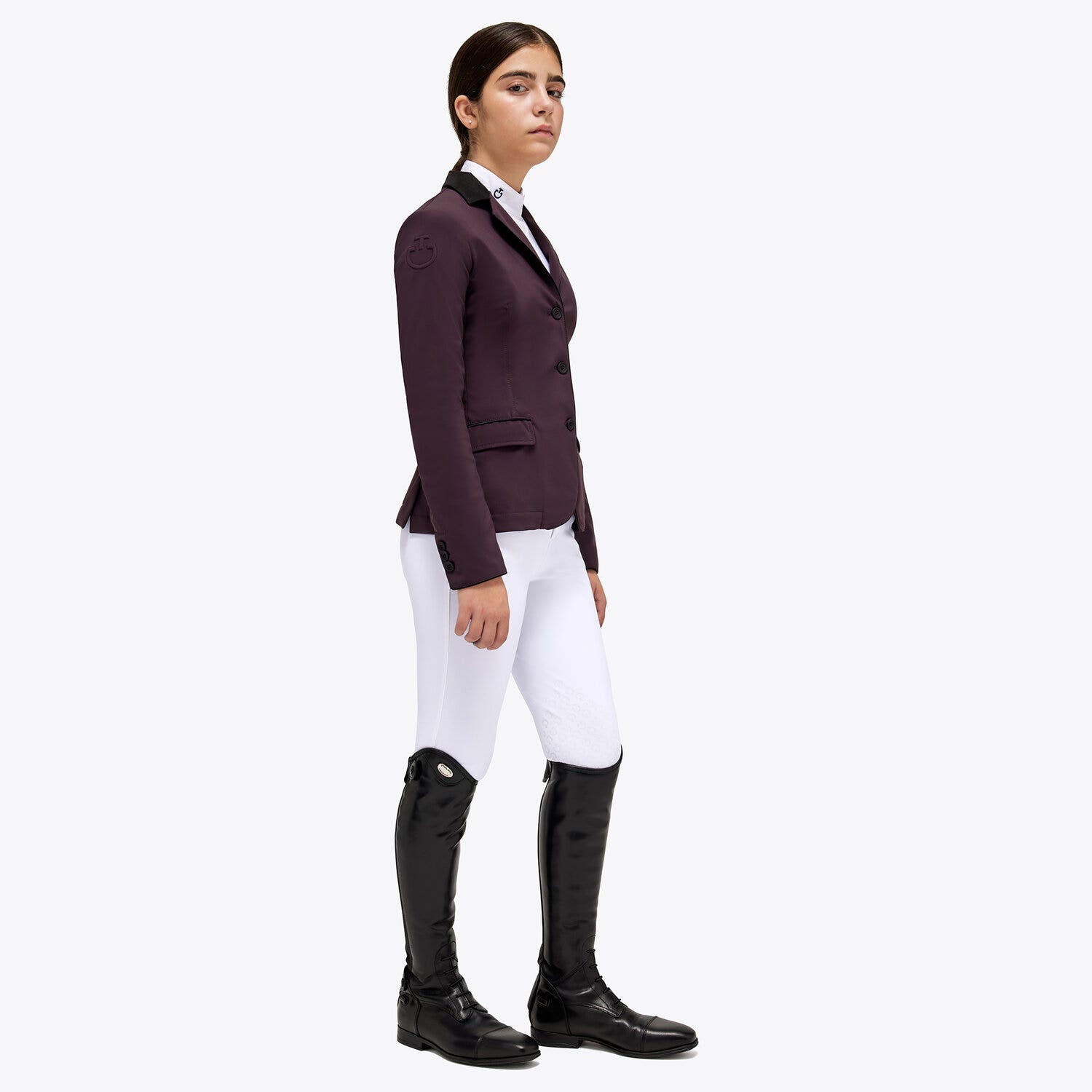 Cavalleria Toscana Girl's competition riding jacket. DARK PURPLE-2