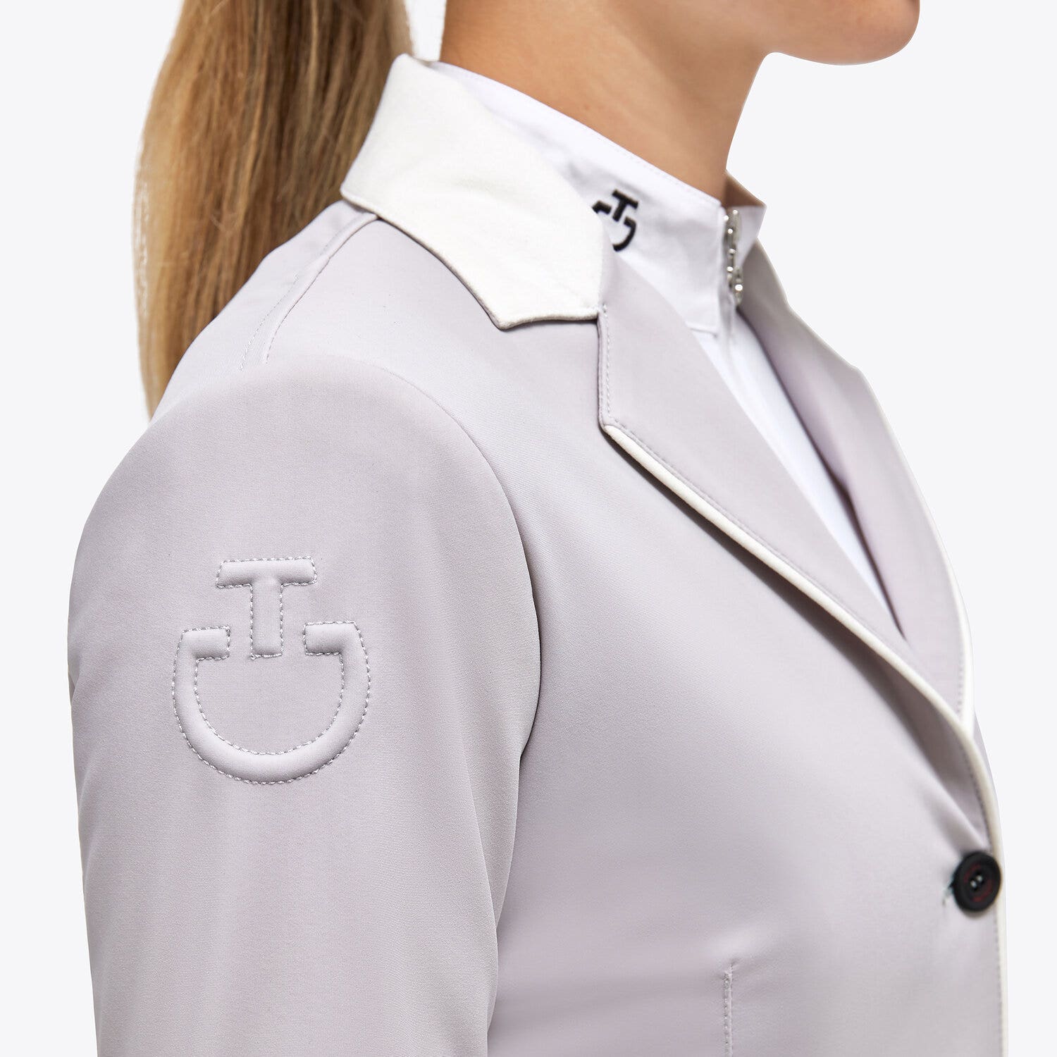 Cavalleria Toscana Girl's competition riding jacket. LIGHT GREY-4