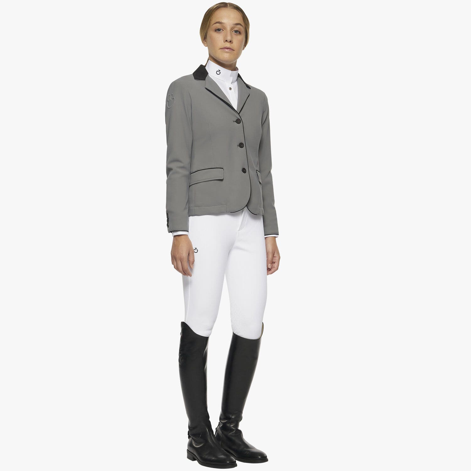 Cavalleria Toscana Girl's competition riding jacket. GREY-1