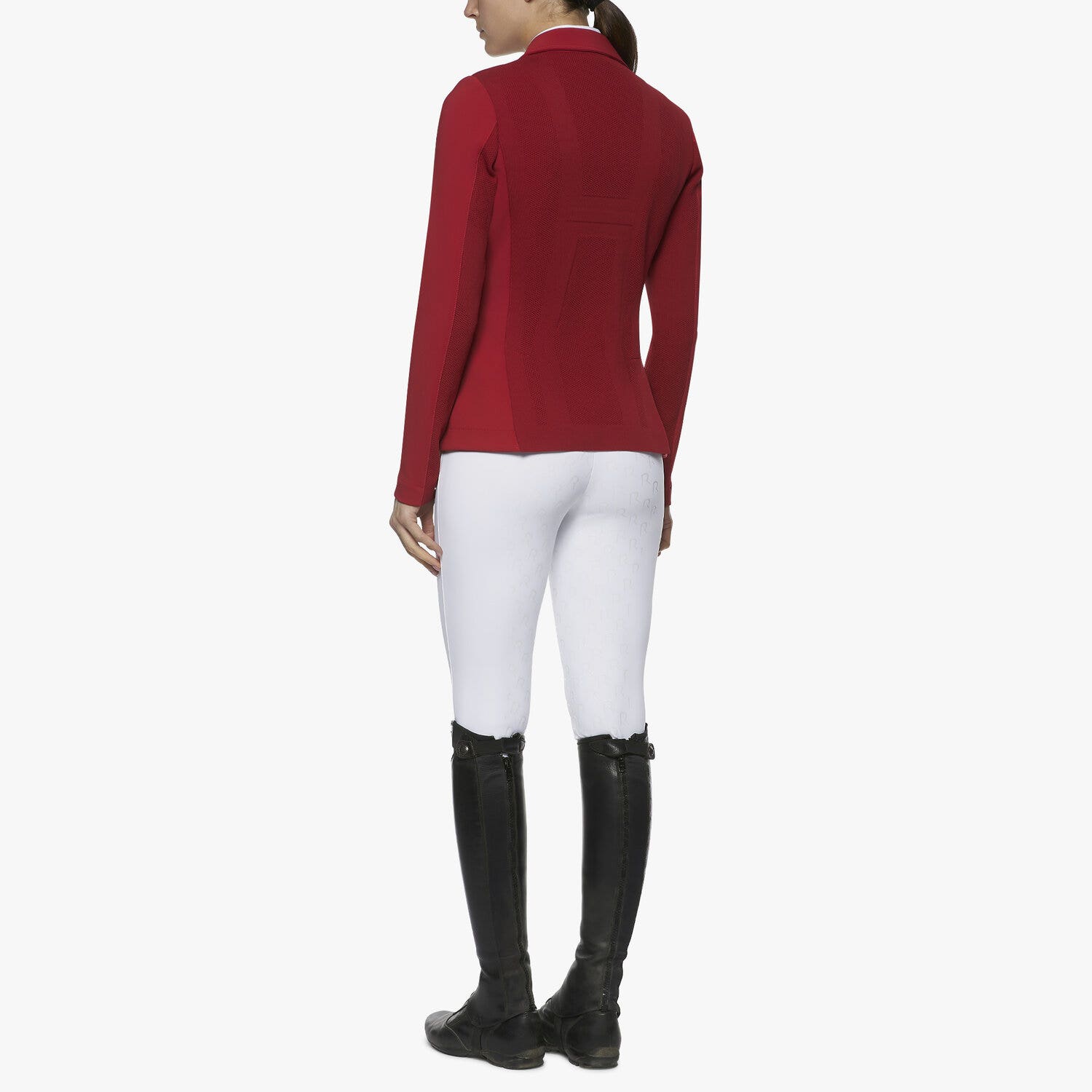 Cavalleria Toscana Women's zip riding jacket with technical knit inserts RED-3