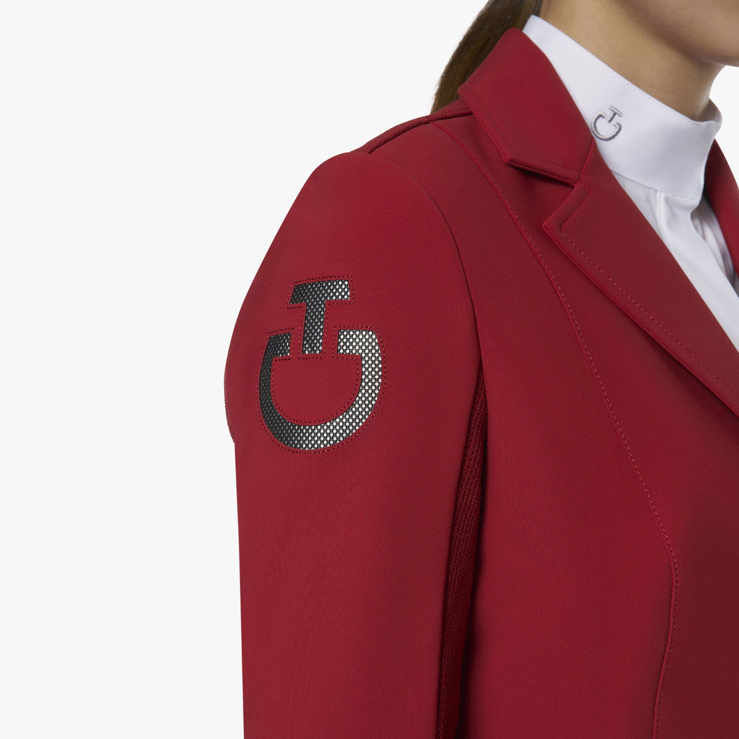 Cavalleria Toscana Women's zip riding jacket with technical knit inserts RED-4