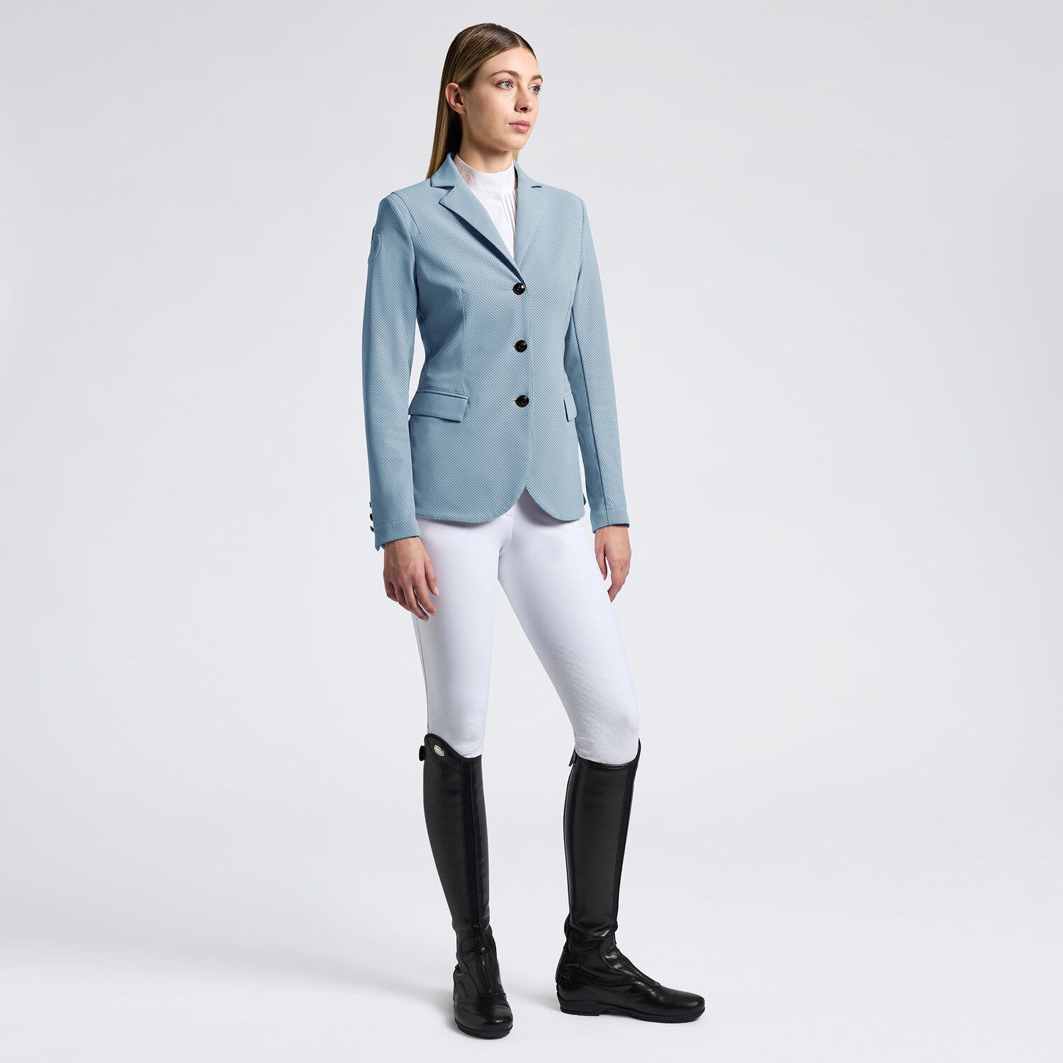 Cavalleria Toscana Cavalleria Toscana Women's perforated Competition jacket with buttons BLUE FOG-1
