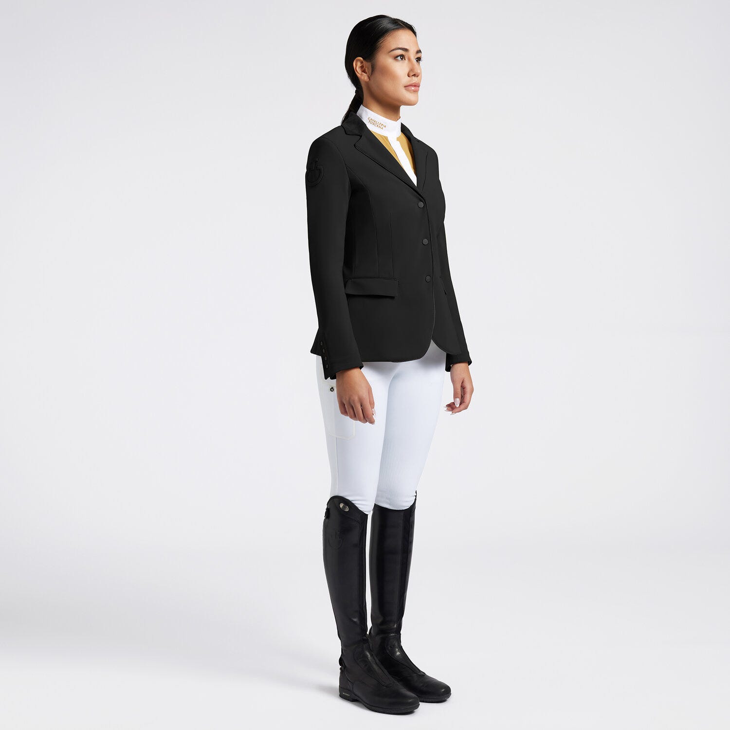 Cavalleria Toscana Giacca da concorso con zip e inserti traforati BLACK-1