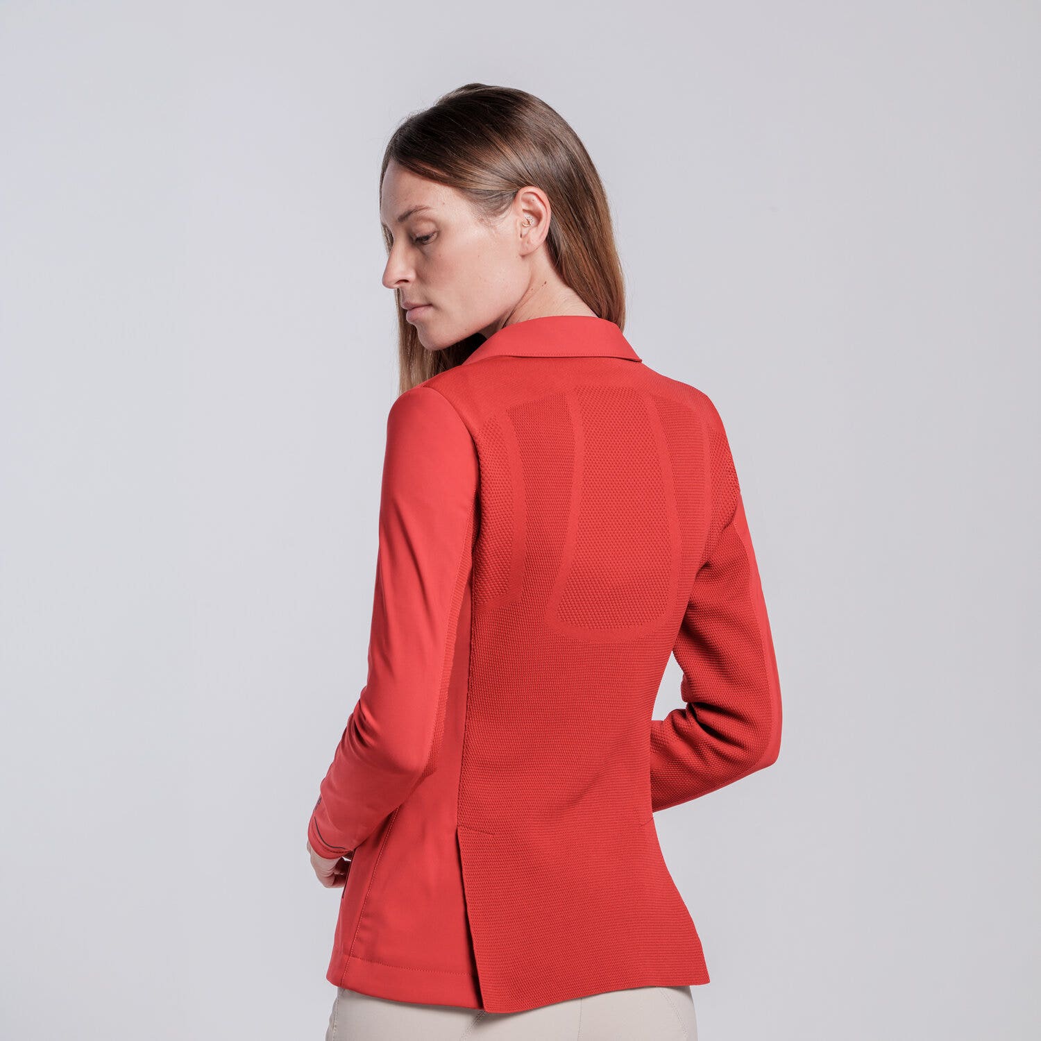 Cavalleria Toscana Women's REVOLUTION zip riding jacket with technical knit inserts RED-3