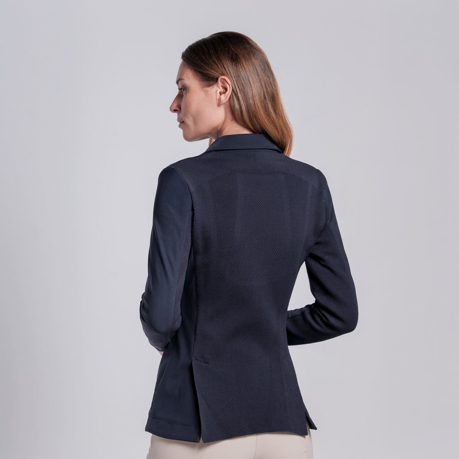 Cavalleria Toscana Women's REVOLUTION zip riding jacket with technical knit inserts NAVY-3