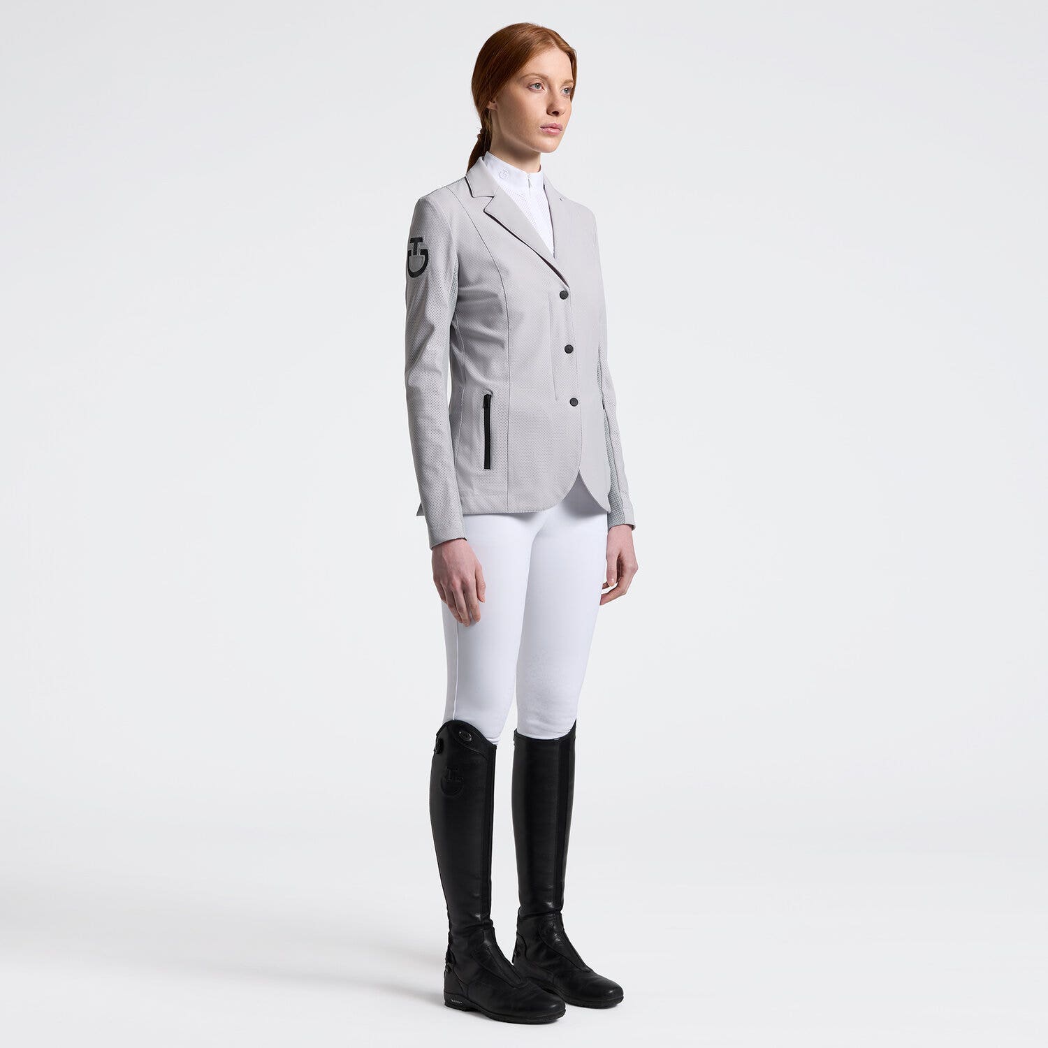 Cavalleria Toscana Cavalleria Toscana Revolution Women's perforated Competition jacket with zip LIGHT GREY-1