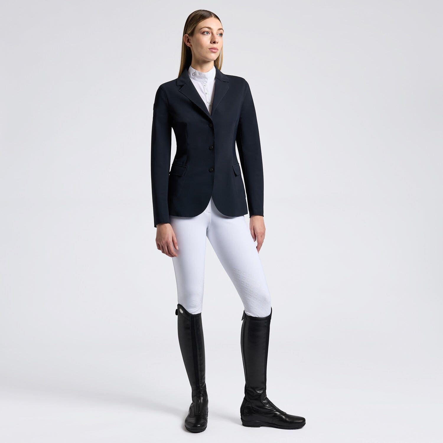 Cavalleria Toscana Cavalleria Toscana Women's Raw Cut Competition Jacket with buttons NAVY-1