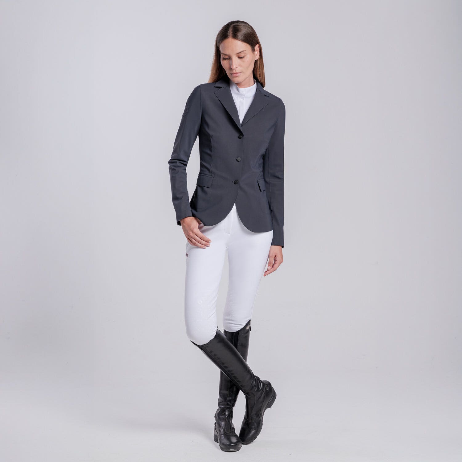Cavalleria Toscana Women’s raw-cut competition jacket CHARCOAL-1