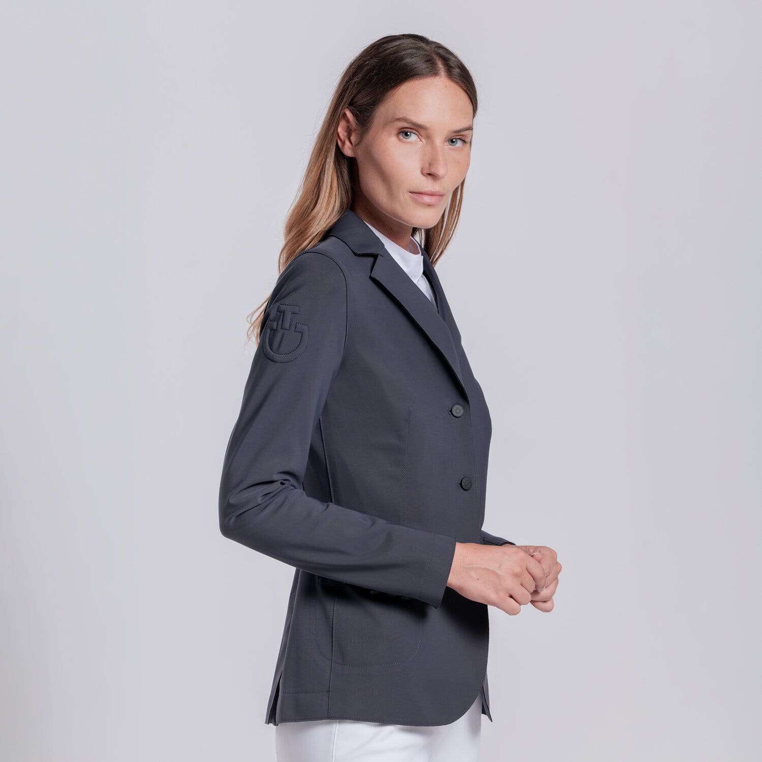 Cavalleria Toscana Women’s raw-cut competition jacket CHARCOAL-2