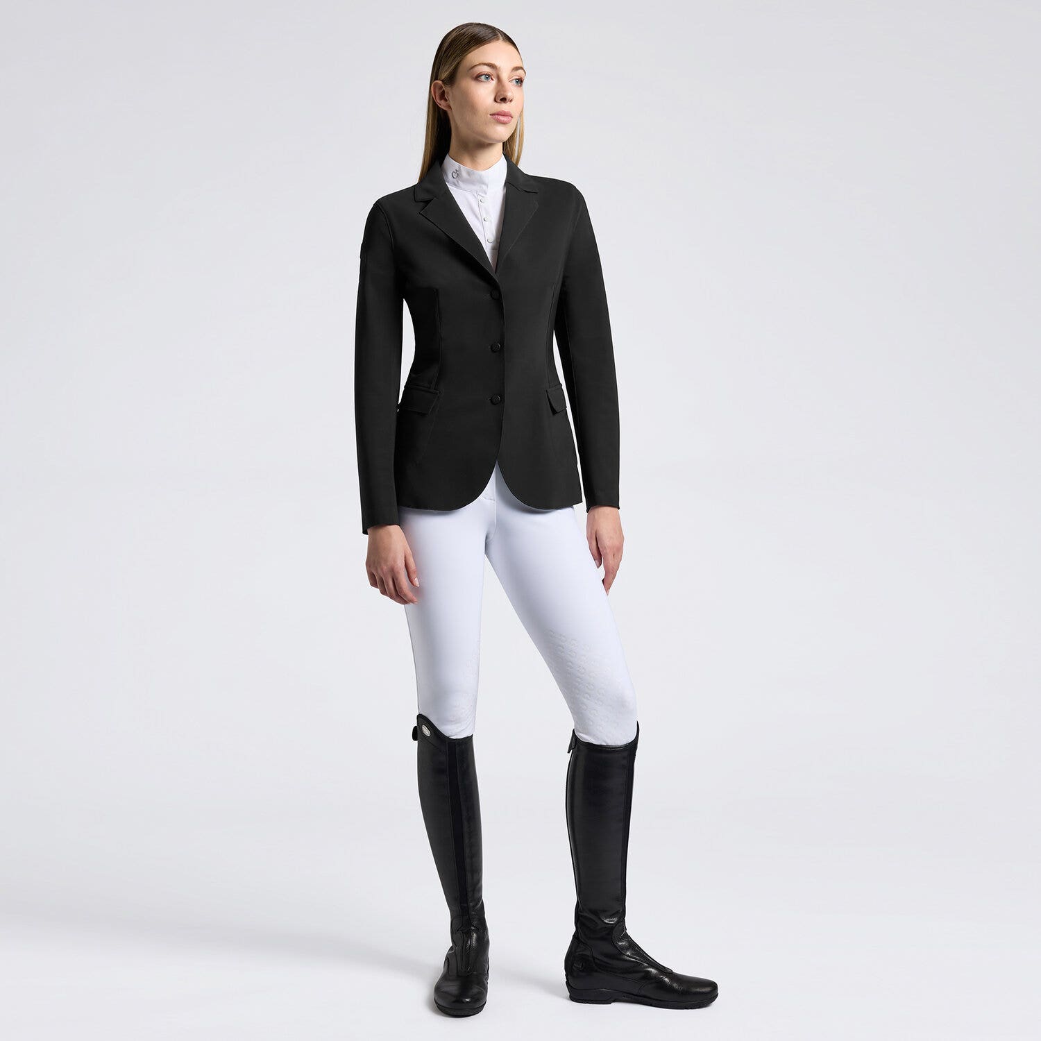 Cavalleria Toscana Cavalleria Toscana Women's Raw Cut Competition Jacket with buttons BLACK-1