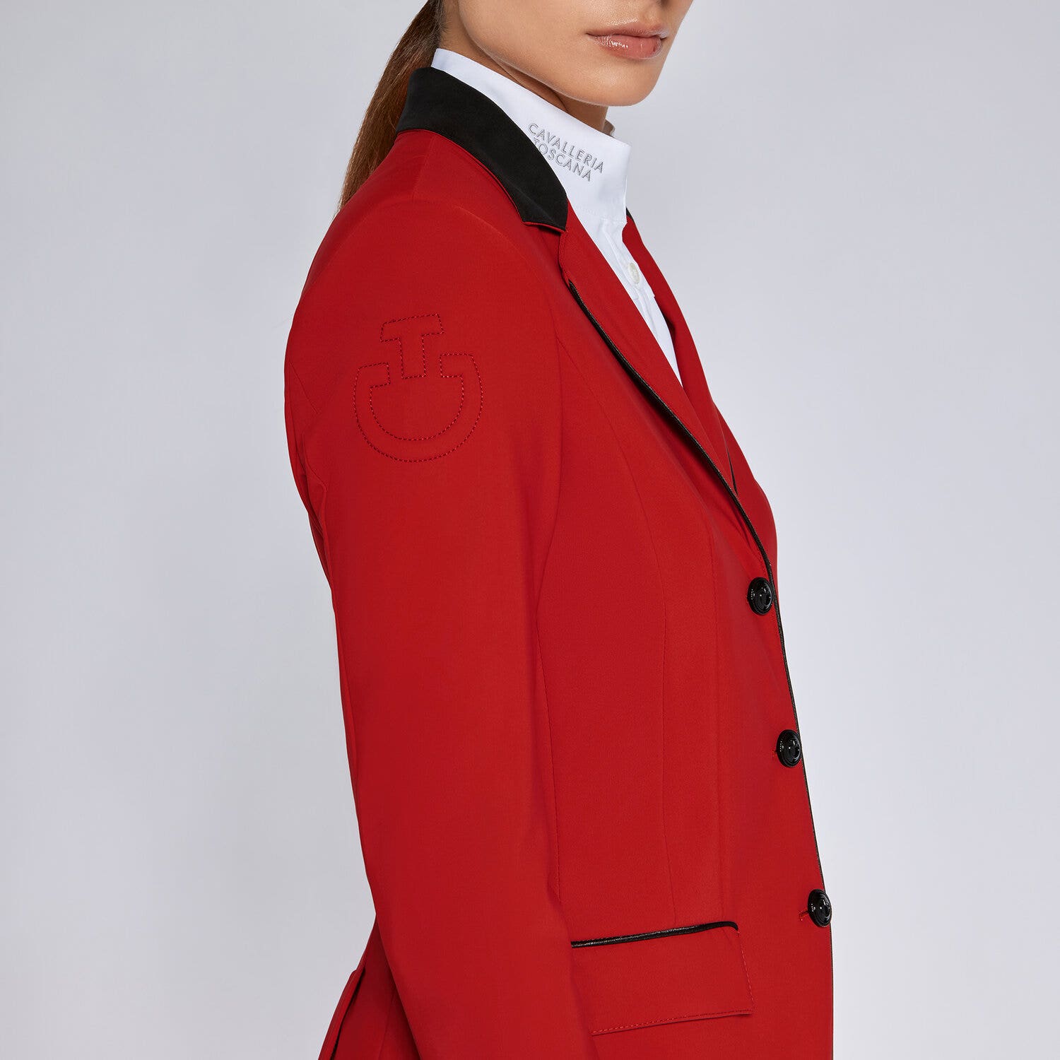 Cavalleria Toscana Women's competition riding jacket. RED-3