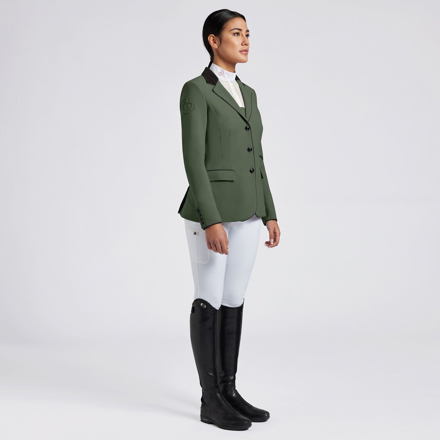 Cavalleria Toscana Cavalleria Toscana Women's Competition Jacket with Buttons FOREST GREEN-1