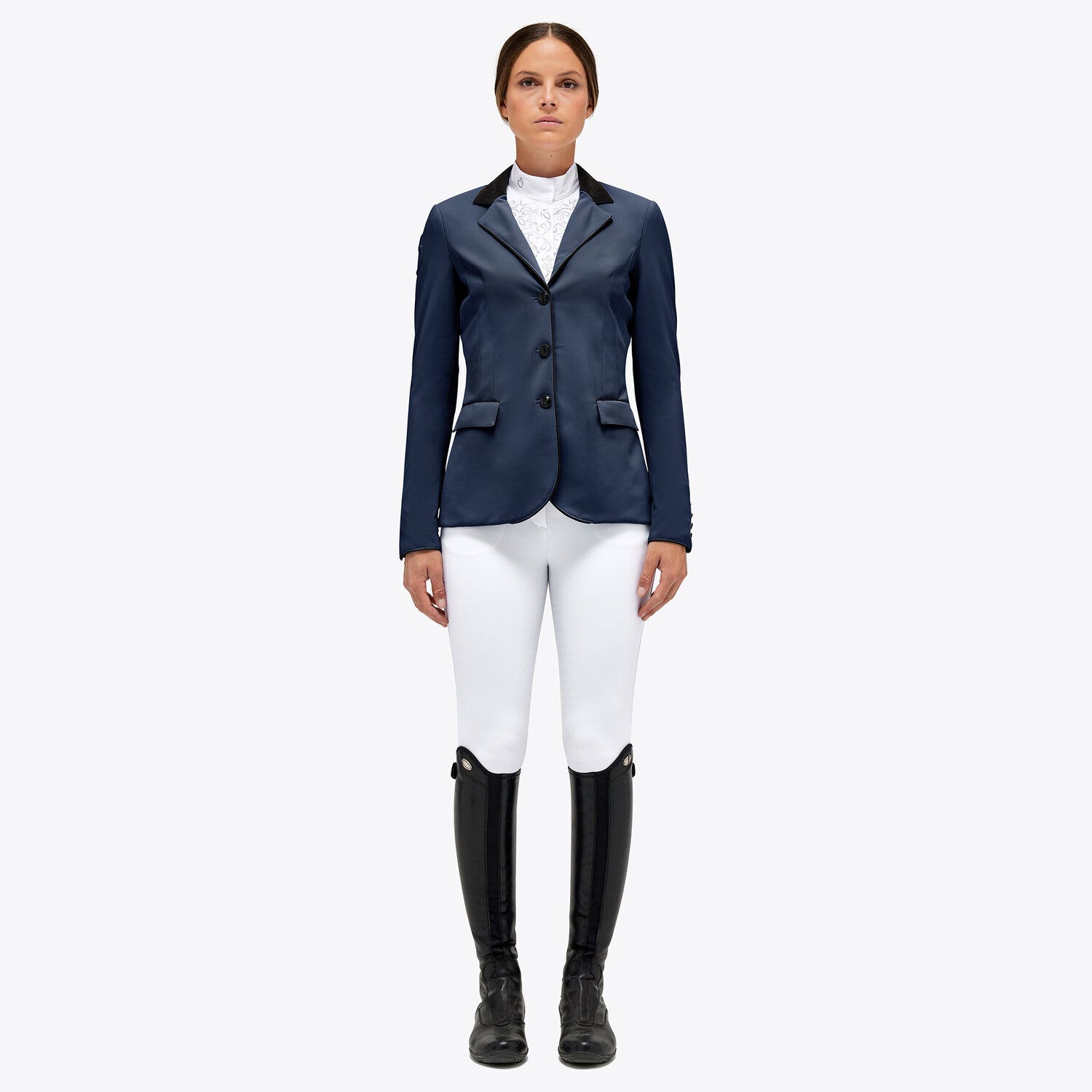 Cavalleria Toscana Women's competition riding jacket. ATLANTIC BLUE-1