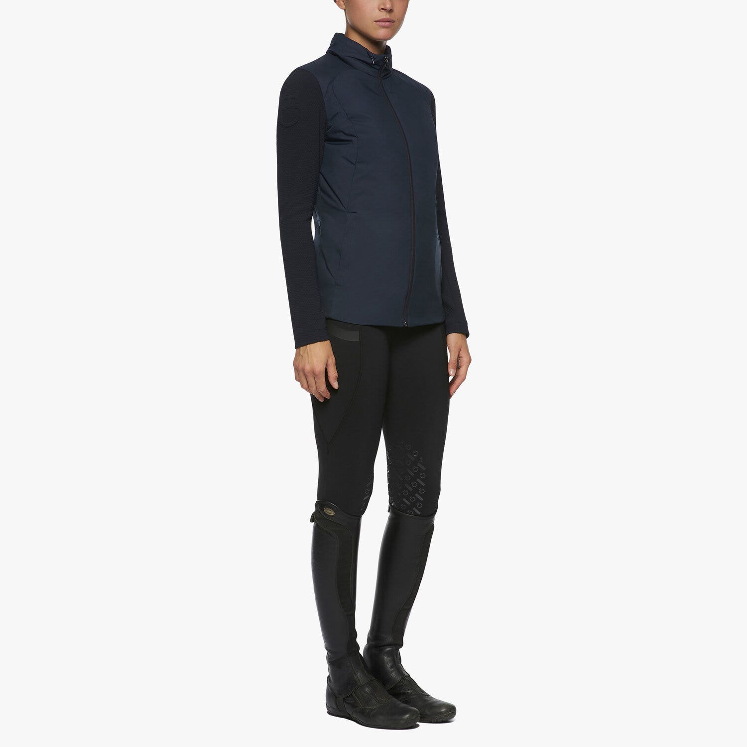 Cavalleria Toscana Women's lightweight zip puffer jacket DARK BLUE/DARK BLUE-2