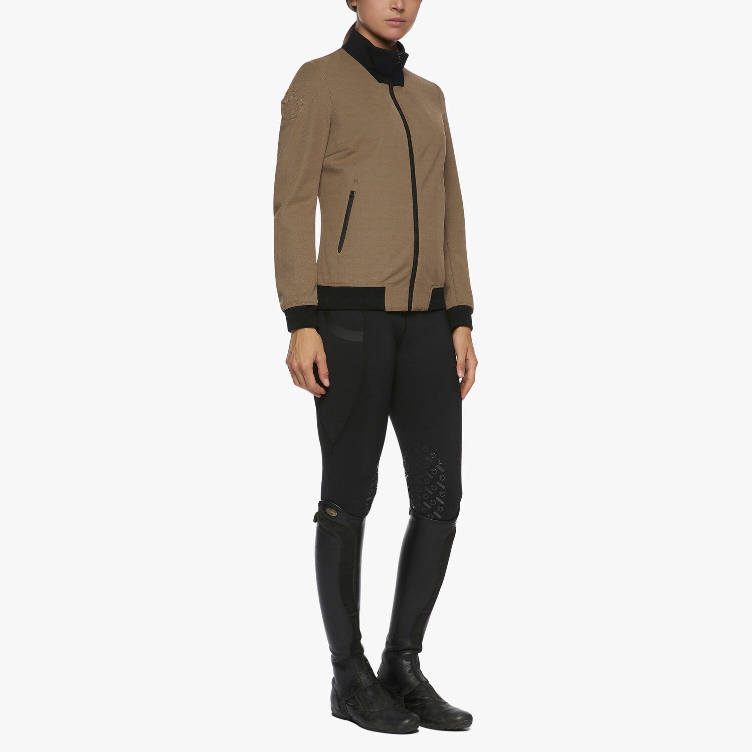 Cavalleria Toscana Women's water repellent piqué bomber CACAO-2