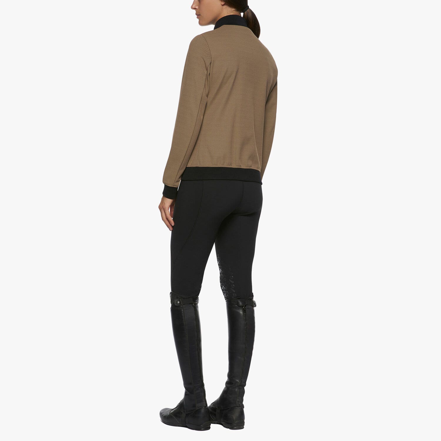 Cavalleria Toscana Women's water repellent piqué bomber CACAO-3