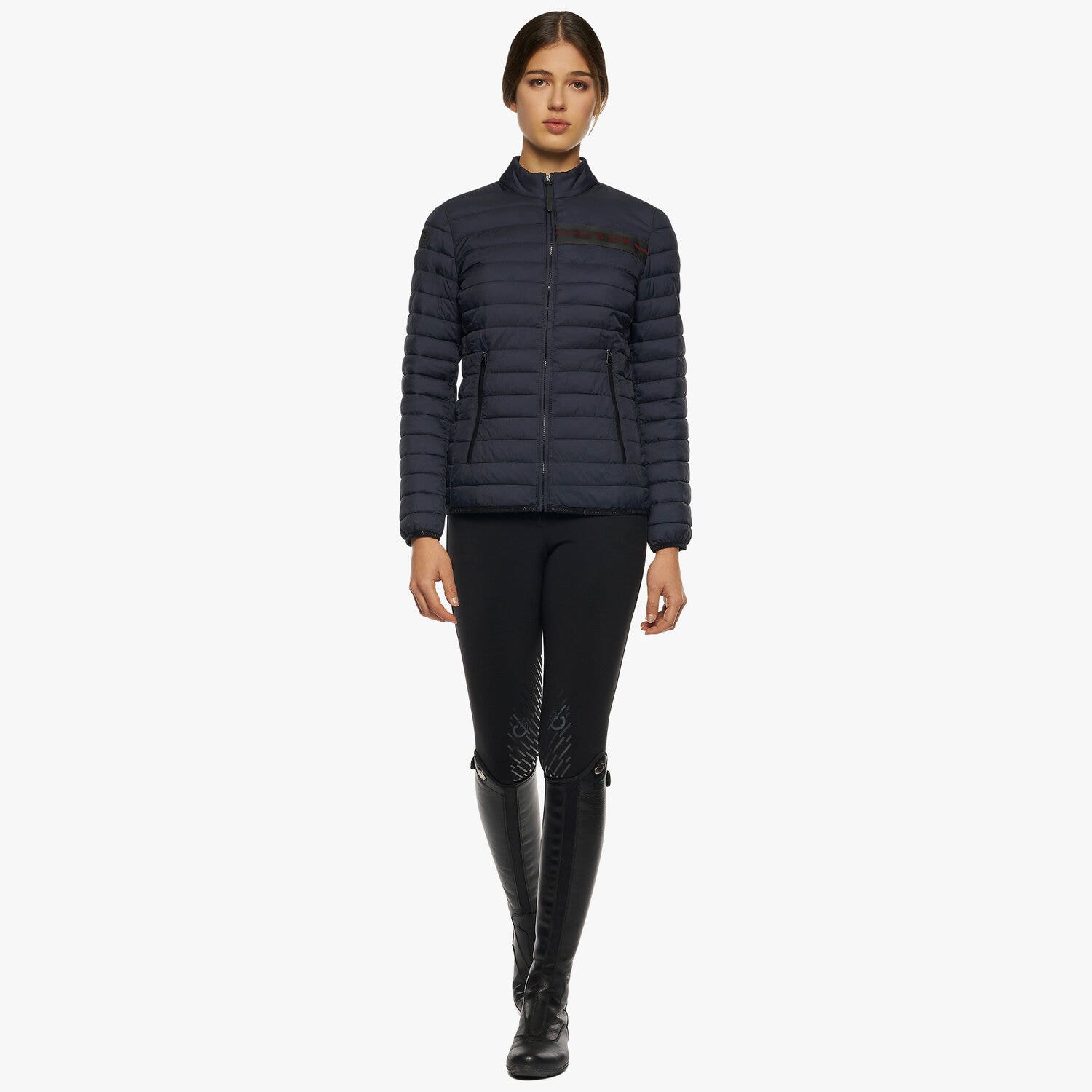 Cavalleria Toscana Women's Red Stripe Quilted Jacket NAVY-2