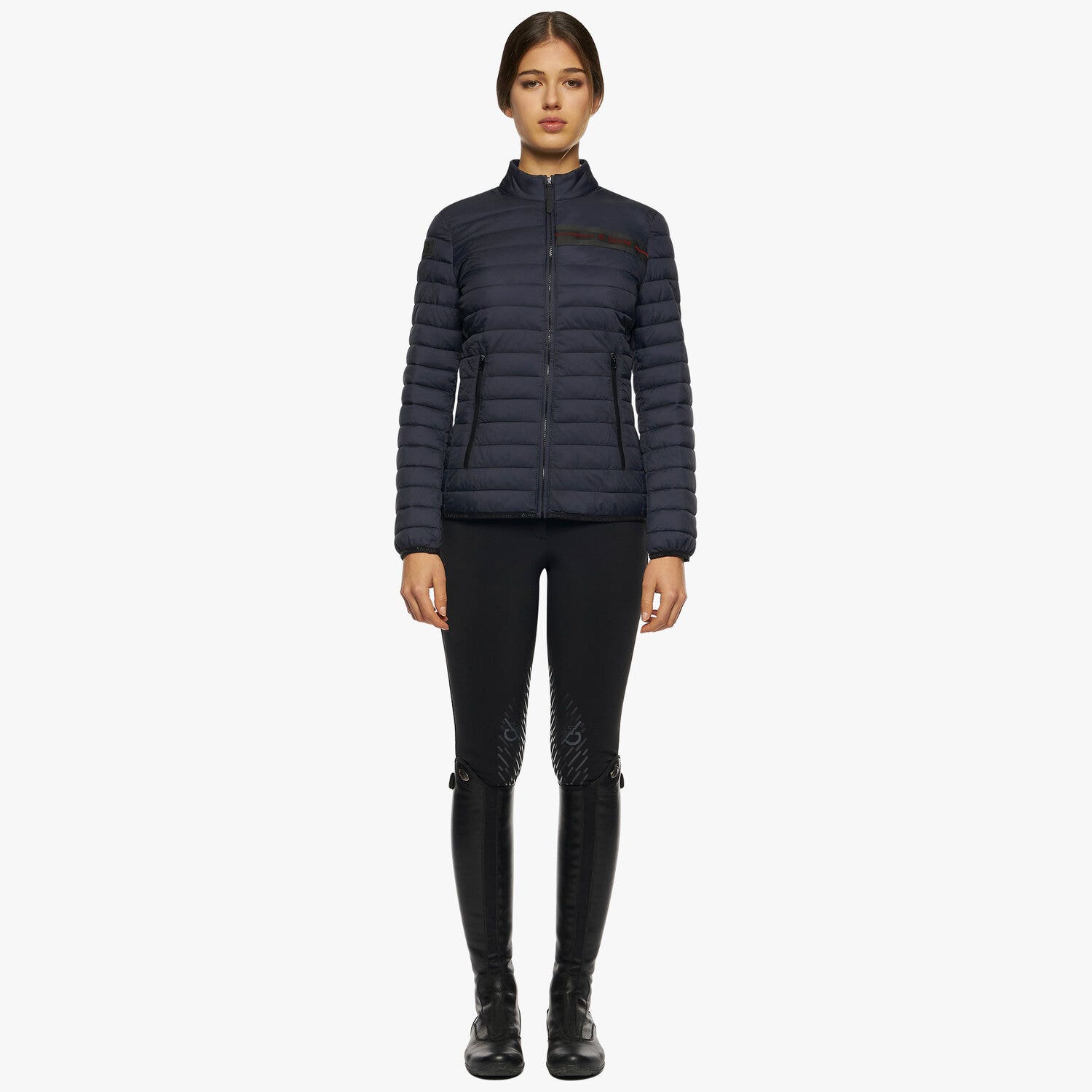 Cavalleria Toscana Women's Red Stripe Quilted Jacket NAVY-3