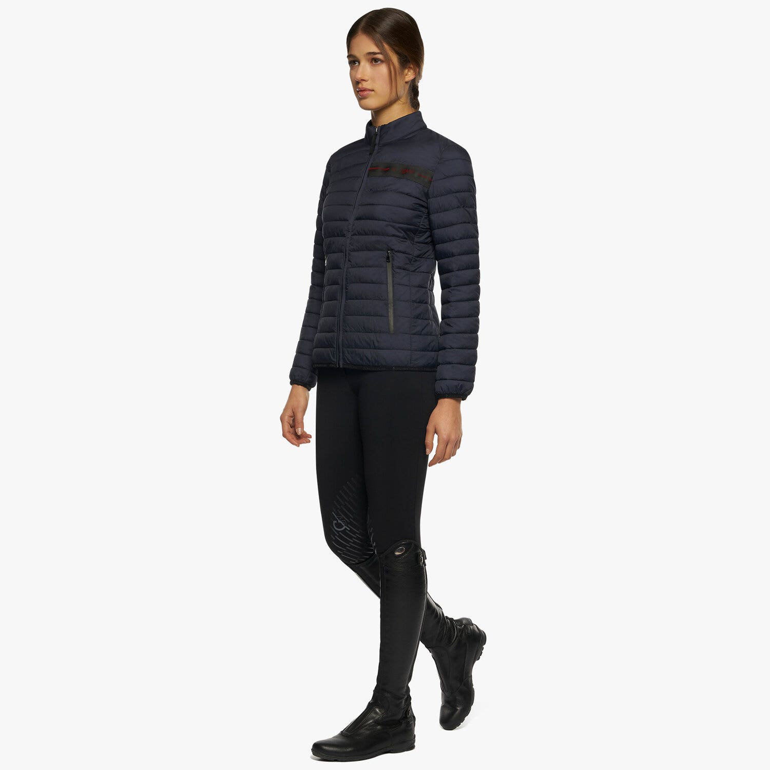 Cavalleria Toscana Women's Red Stripe Quilted Jacket NAVY-5