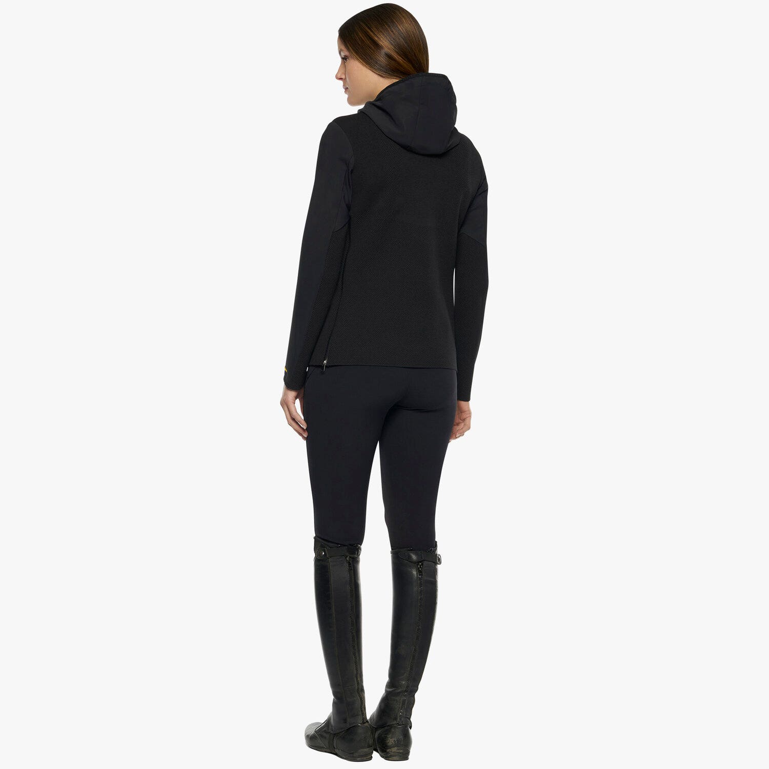 Cavalleria Toscana Women's REVO Jersey + Tech Knit Hooded Softshell Jacket BLACK-3