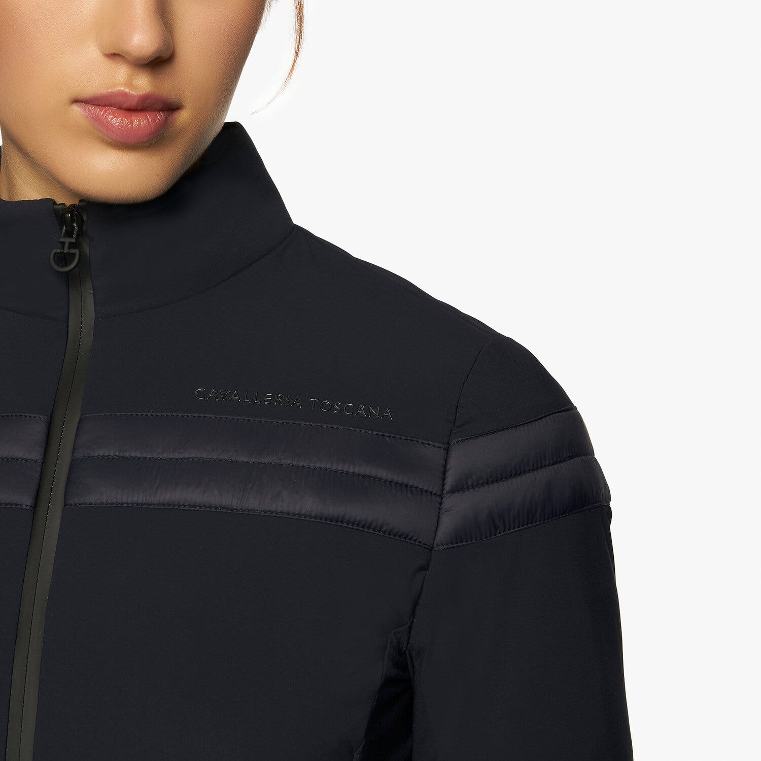 Cavalleria Toscana Women’s jersey insulated jacket with nylon panels NAVY-4