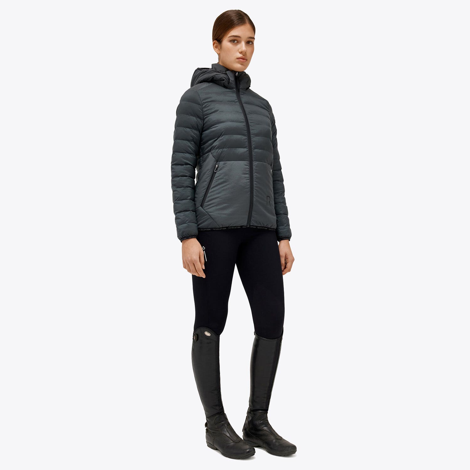 Cavalleria Toscana Puffer jacket with detachable hood CHARCOAL GREY-1