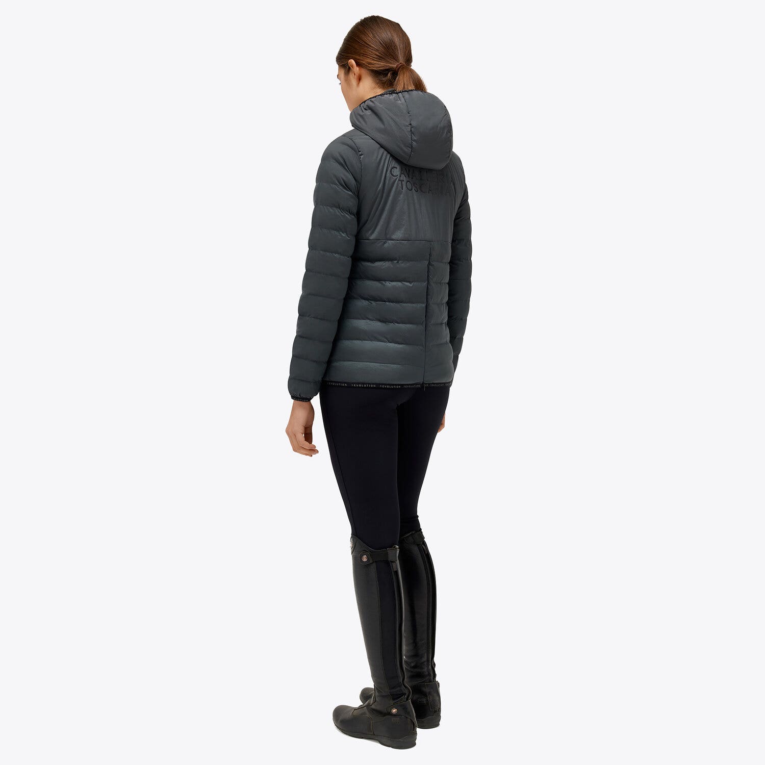 Cavalleria Toscana Puffer jacket with detachable hood CHARCOAL GREY-2