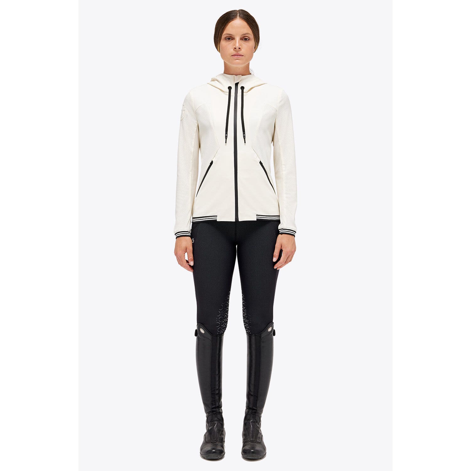 Cavalleria Toscana Perforated Jersey Full Zip Hooded Softshell Off-White-1