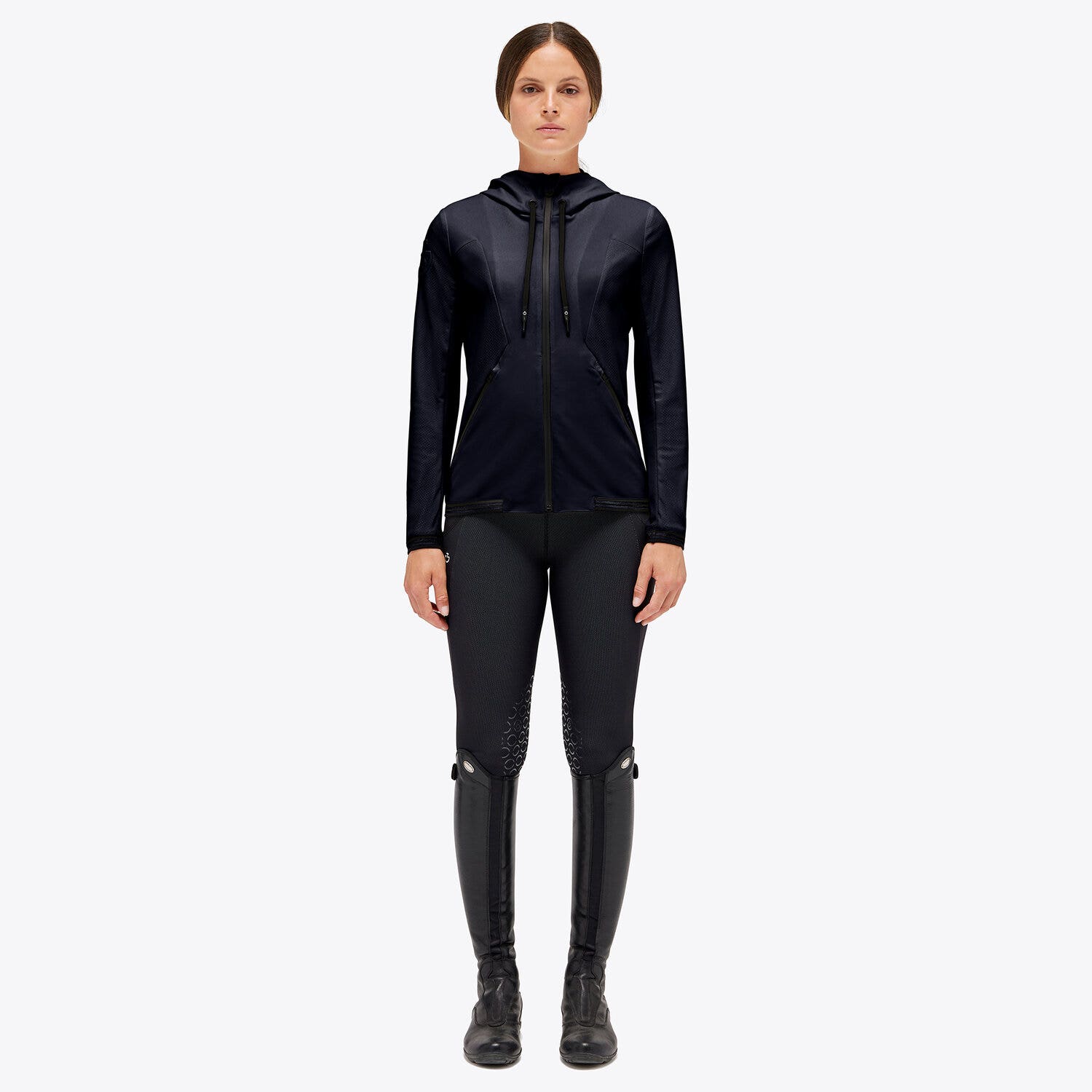 Cavalleria Toscana Perforated Jersey Full Zip Hooded Softshell NAVY-1