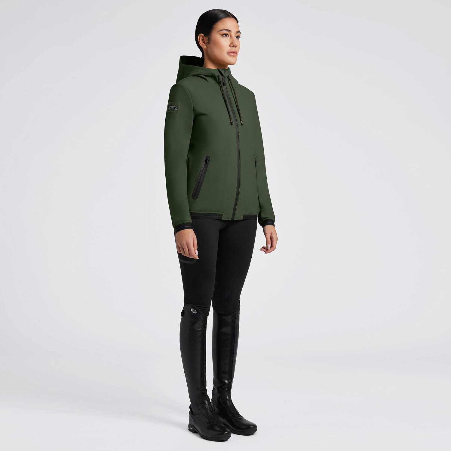Cavalleria Toscana Cavalleria Toscana Women's Thermal Hooded Softshell Jacket FOREST GREEN-1