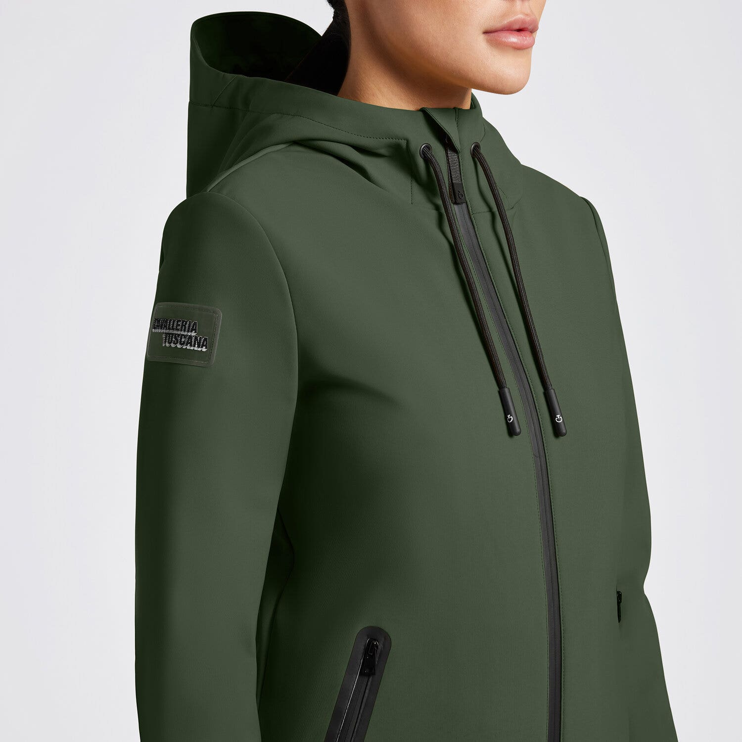 Cavalleria Toscana Cavalleria Toscana Women's Thermal Hooded Softshell Jacket FOREST GREEN-3