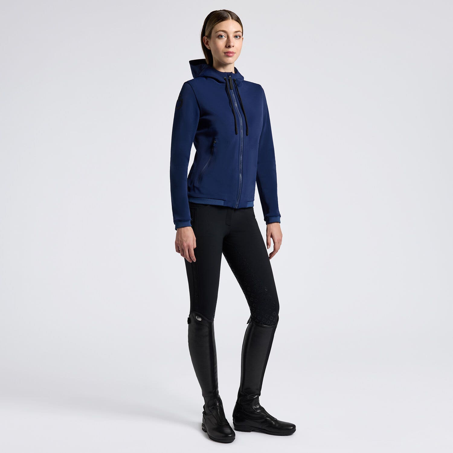 Cavalleria Toscana Cavalleria Toscana Women's Softshell with Hood and Perforated Jersey Inserts ROYAL BLUE-1