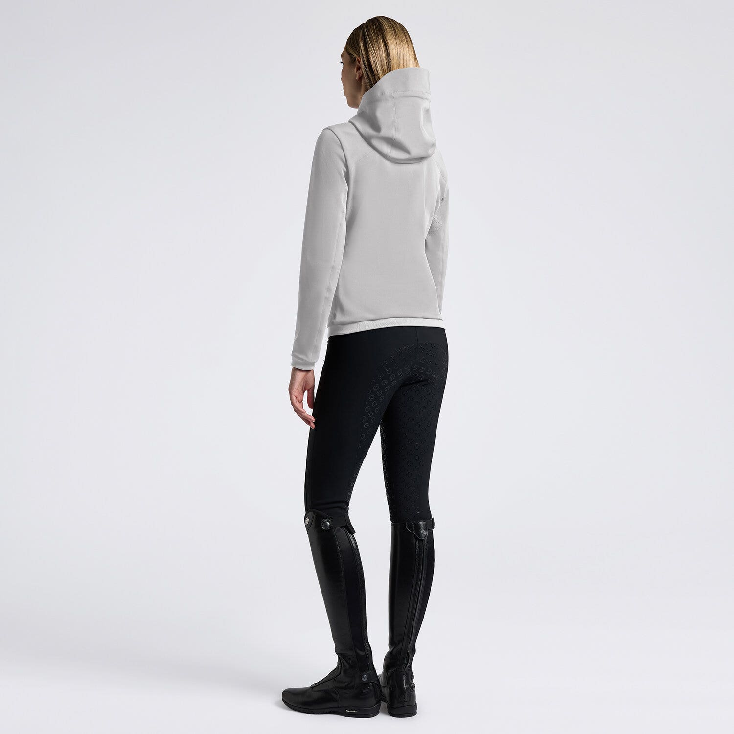 Cavalleria Toscana Cavalleria Toscana Women's Softshell with Hood and Perforated Jersey Inserts LIGHT GREY-2