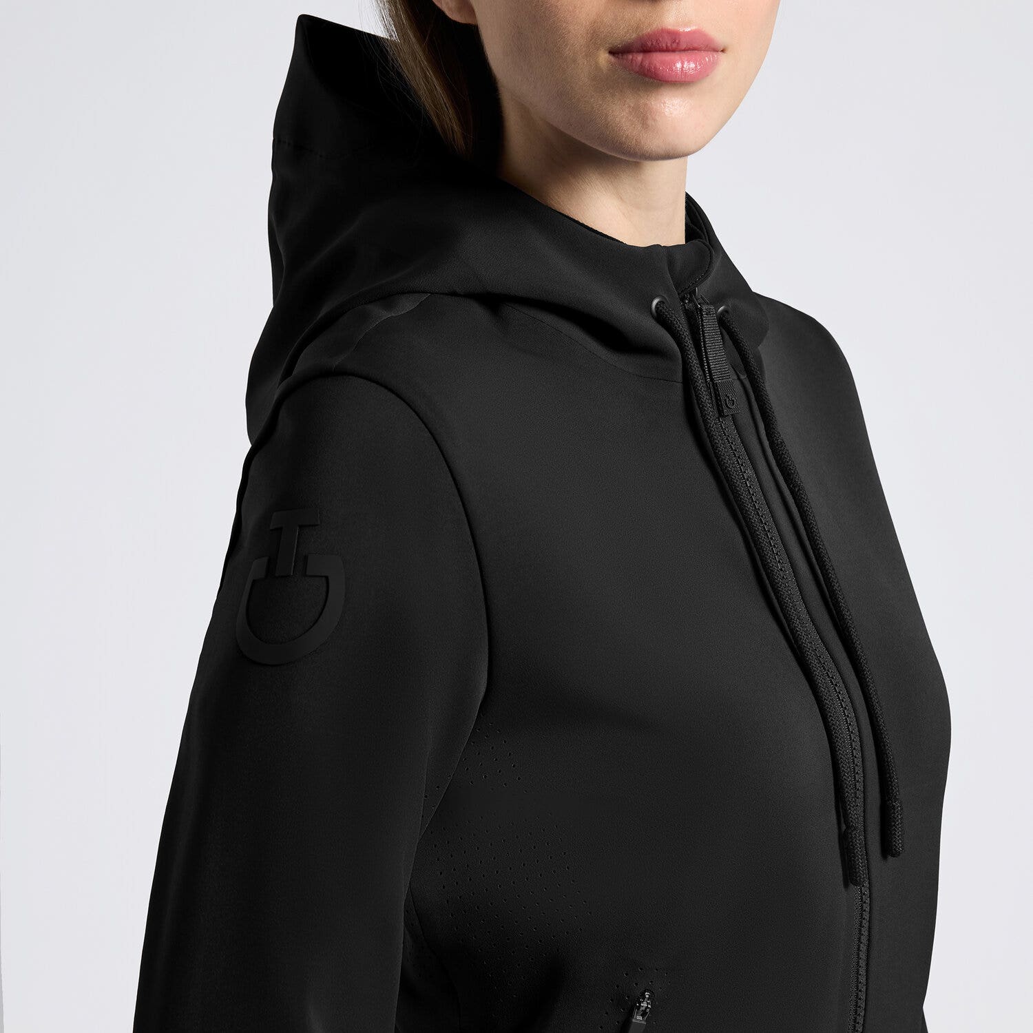 Cavalleria Toscana Cavalleria Toscana Women's Softshell with Hood and Perforated Jersey Inserts BLACK-3