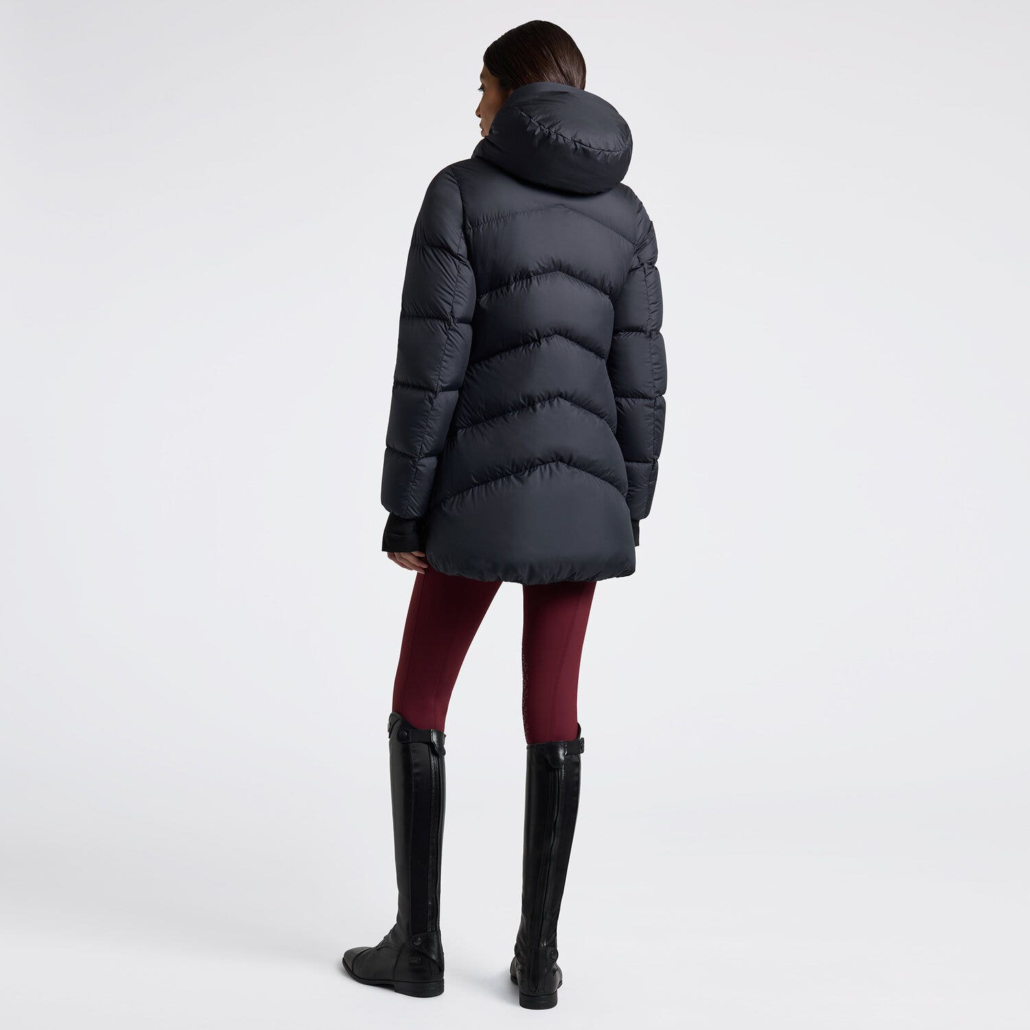 Cavalleria Toscana Cavalleria Toscana Women's Long Padded Down Jacket in Nylon with Hood NAVY-3