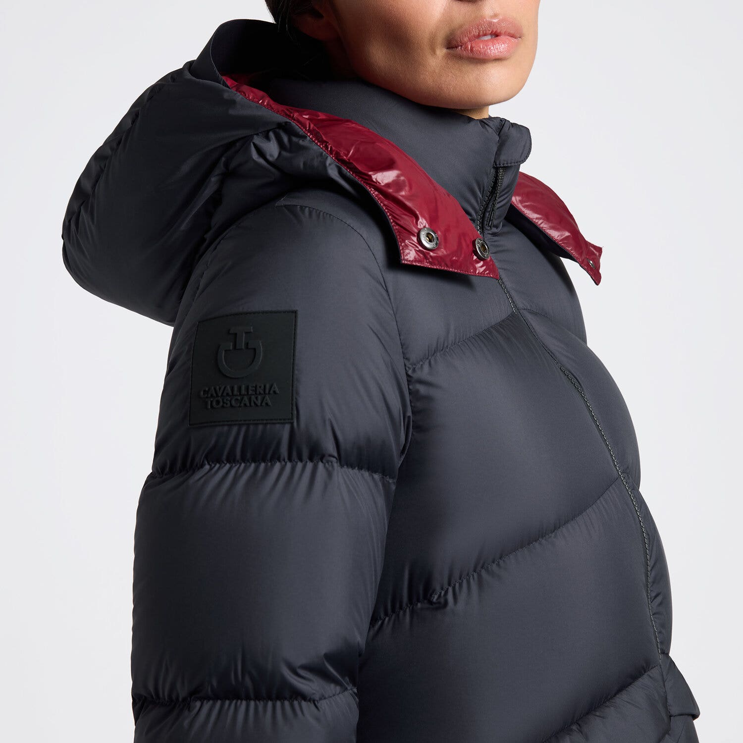 Cavalleria Toscana Cavalleria Toscana Women's Long Padded Down Jacket in Nylon with Hood NAVY-4