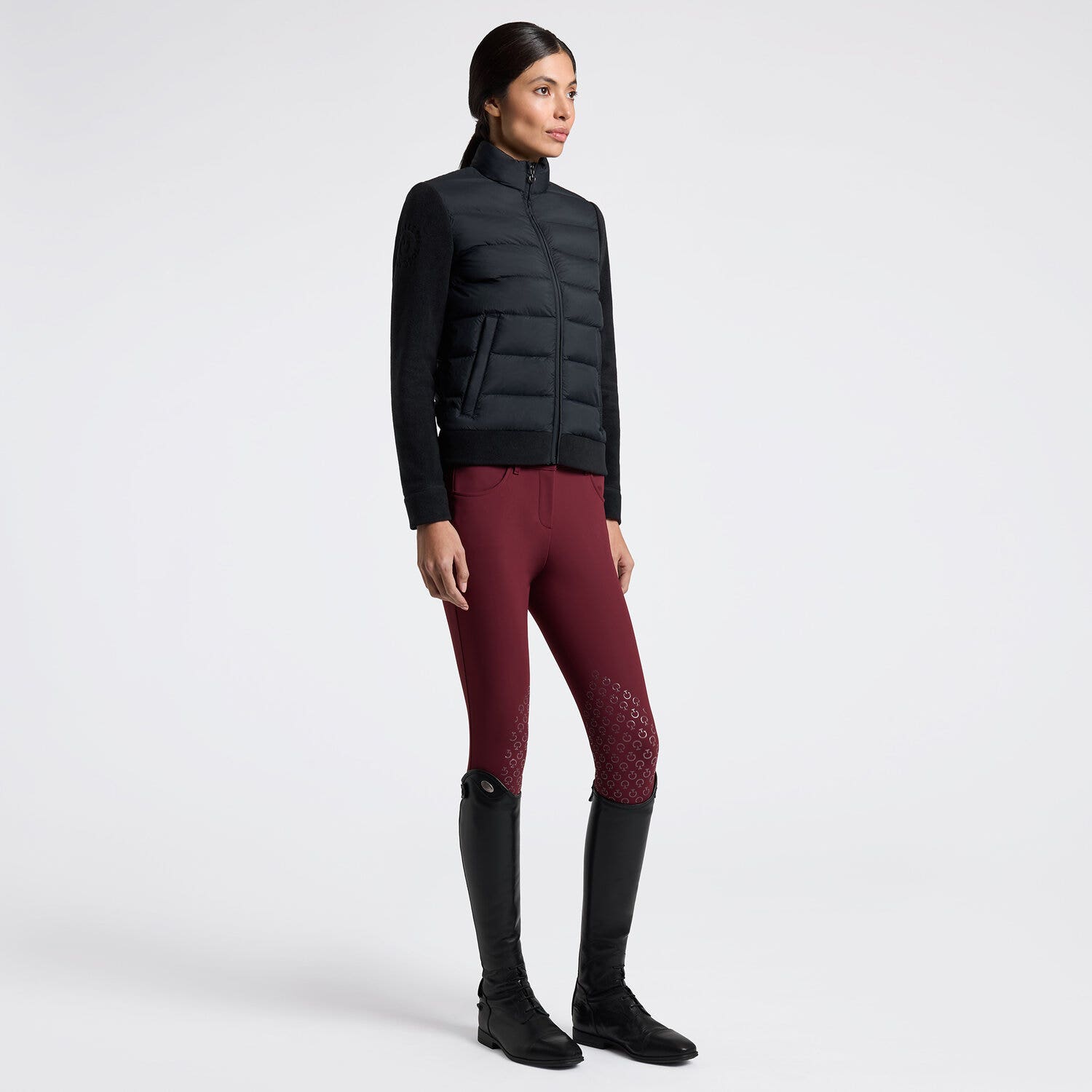 Cavalleria Toscana Cavalleria Toscana Women's Jacket with Quilted Front and Technical Fleece Sleeves DARK BLUE/DARK BLUE-1